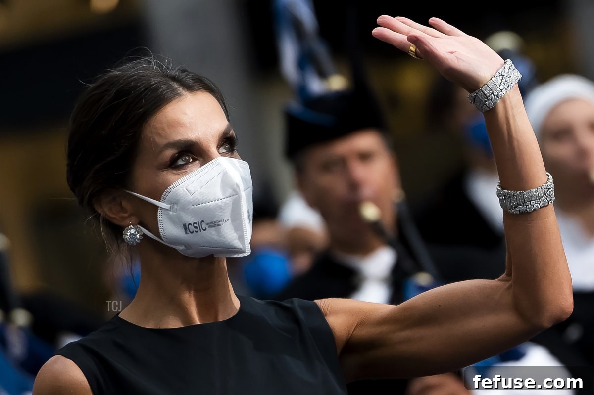 Queen Letizia of Spain attends the Princesa de Asturias Awards 2021 ceremony at the Campoamor Theater on October 22, 2021 in Oviedo, Spain