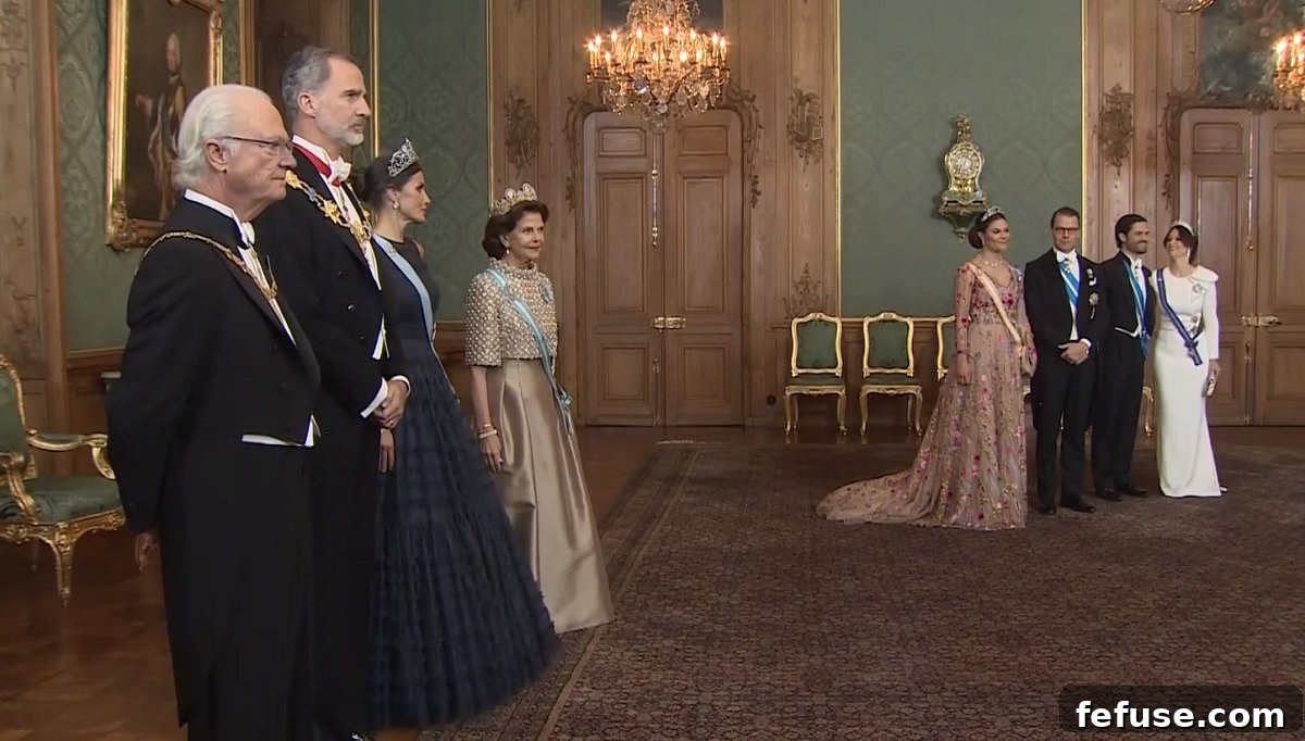 The Swedish and Spanish royals attend the Spanish state dinner, 24 Nov 2021
