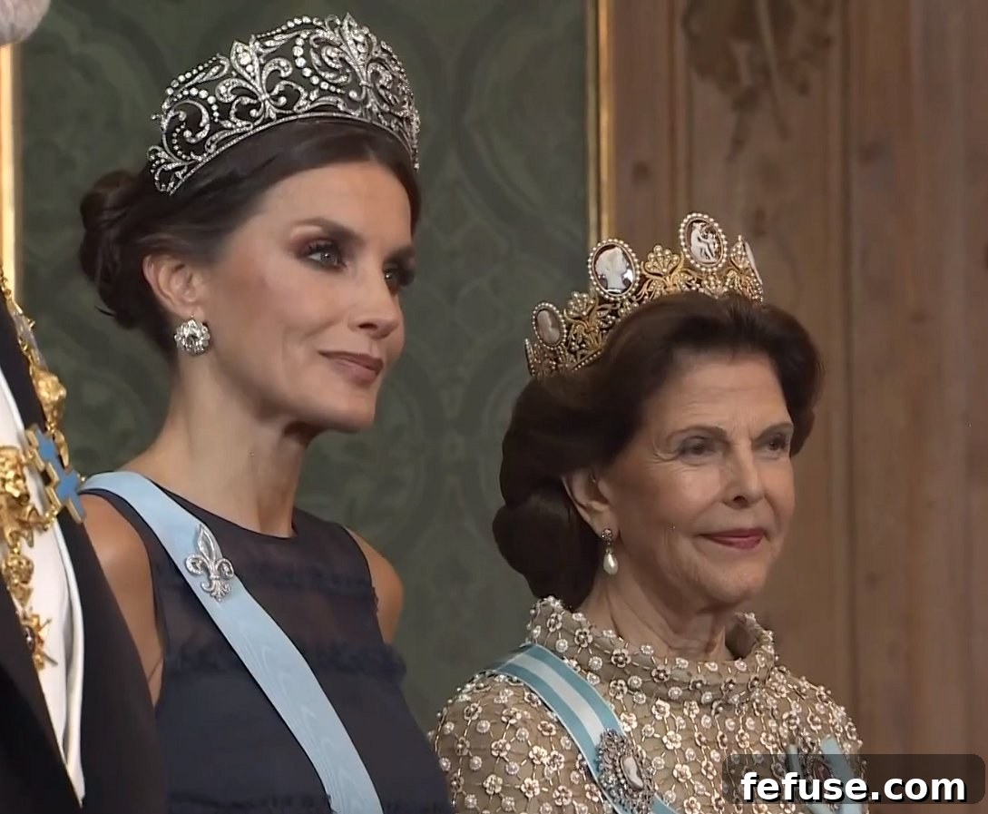 Queen Letizia and Queen Sofia attend the Spanish state dinner, 24 Nov 2021