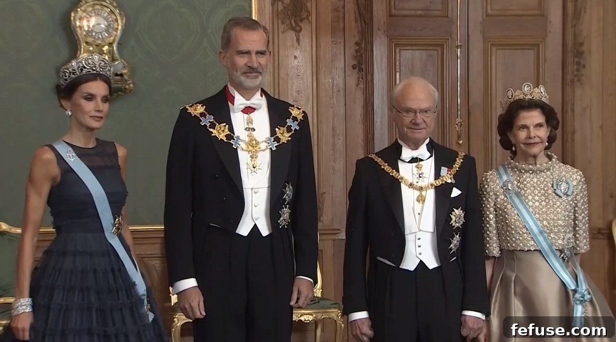 The Swedish and Spanish royals attend the Spanish state dinner, 24 Nov 2021