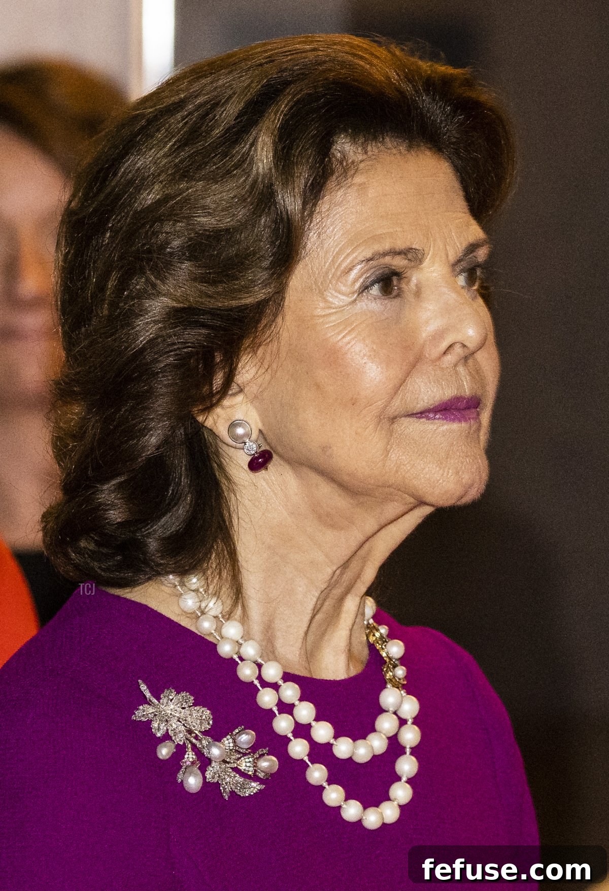 Queen Silvia of Sweden visits the Nobel Museum and the special exhibition on Santiago Ramon y Cajal on November 24, 2021 in Stockholm, Sweden