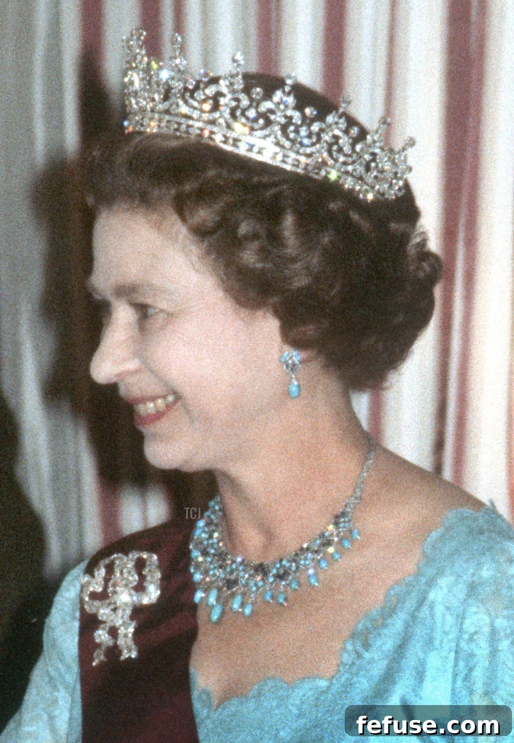 Queen Elizabeth II attends a banquet in Amman during her Royal Tour of Jordan, March 1984