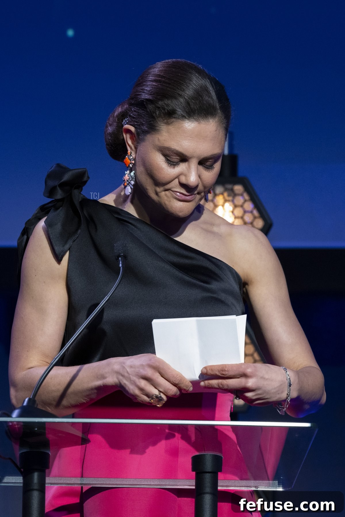 Crown Princess Victoria of Sweden gives a speech during the Swedish National Union of Students 100th Anniversary at the Clarion Hotel on March 19, 2022 in Stockholm, Sweden