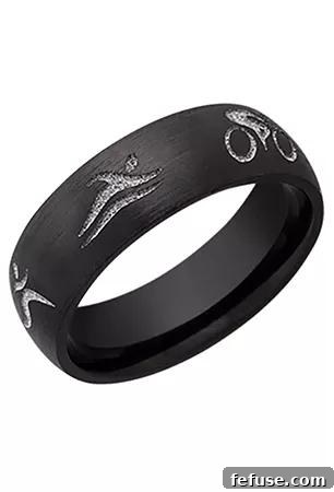 Lashbrook Zirconium Band with Laser-Carved Triathlon Figures