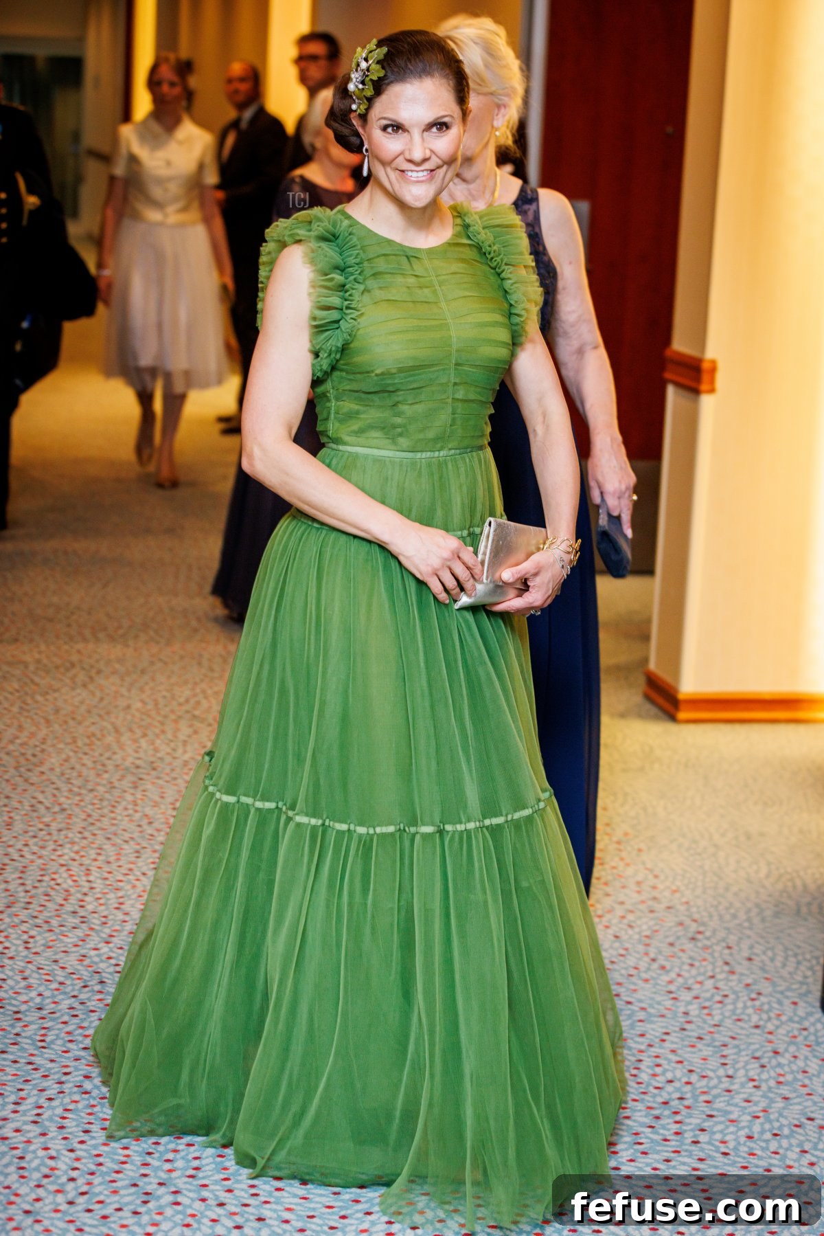 Crown Princess Victoria of Sweden attends the Swedish Chamber of Commerce gala dinner at the Okura Hotel on June 7, 2022 in Amsterdam, Netherlands