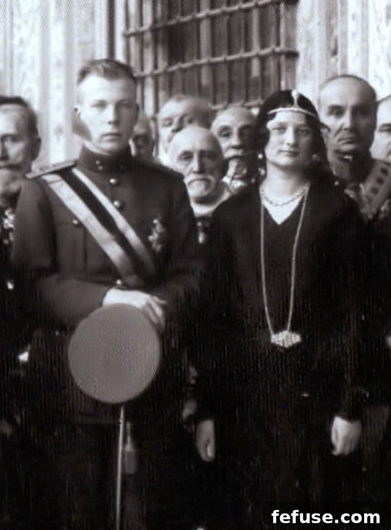 Queen Astrid of Belgium (with her brother-in-law, Prince Charles) wears the Stockholm Pearl Tiara for a private audience with Pope Pius XI at the Vatican, January 1930