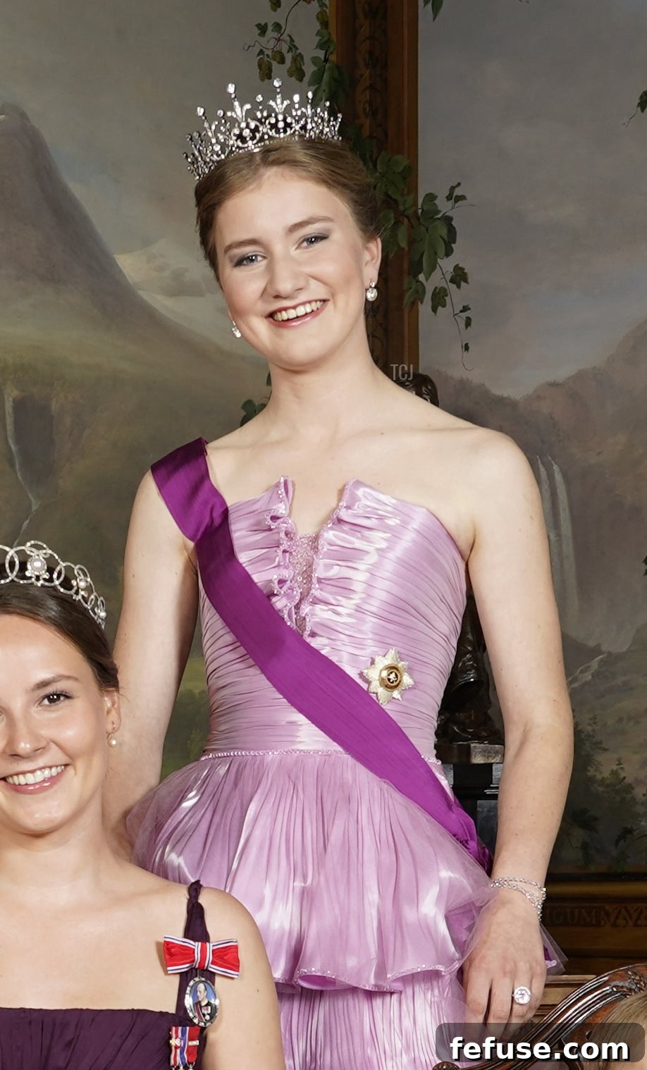 Norway's Princess Ingrid Alexandra (front C) poses for a with (front L and R) Princess Estelle of Sweden and Prince Charles of Luxembourg and (back LtoR) Catharina-Amalia, Princess of Orange and Princess Elisabeth, Duchess of Brabant on the occasion of a gala dinner for her 18th birthday in Oslo on June 17, 2022
