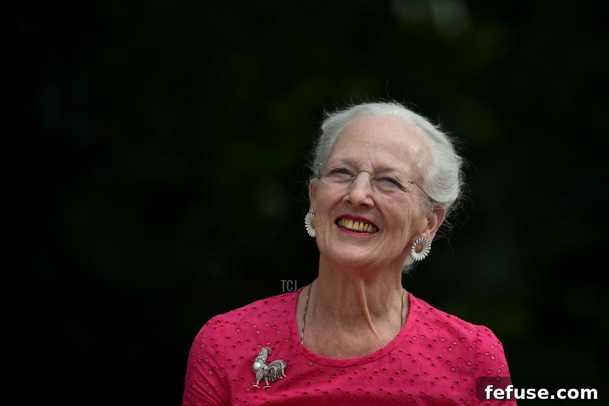 Queen Margrethe II of Denmark looks on at the Henri Martin museum where she comes to inaugurate her works, in Cahors, southern France, on August 17, 2022