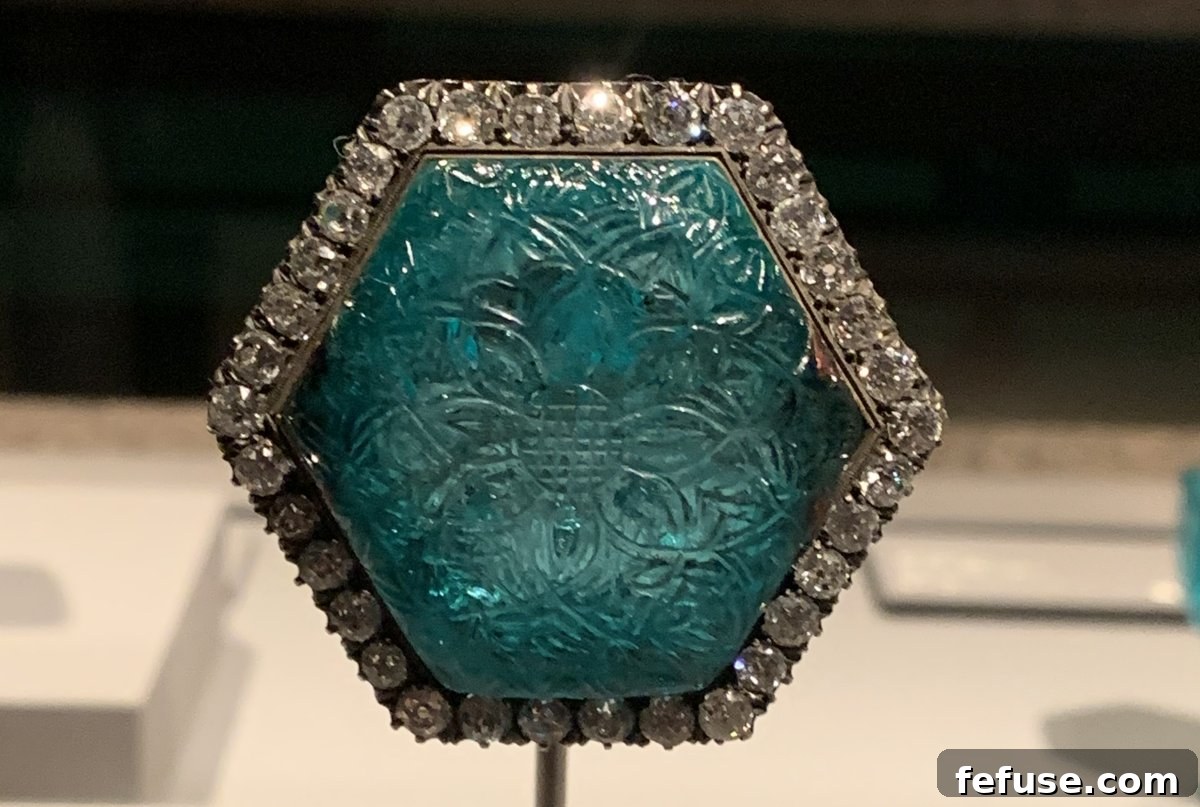 Jewels on display at the National Museum of Qatar, showcasing exquisite Indian royal craftsmanship and historical significance