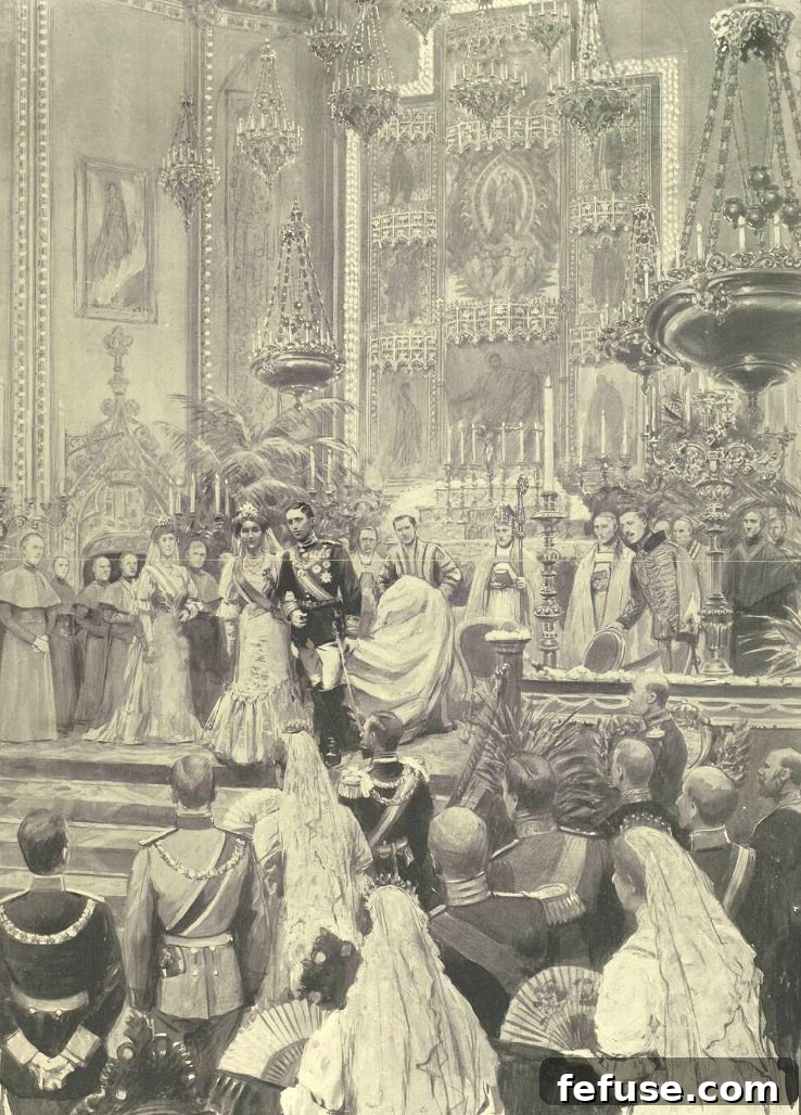 Illustration of the royal wedding ceremony, Illustrated London News, June 1906