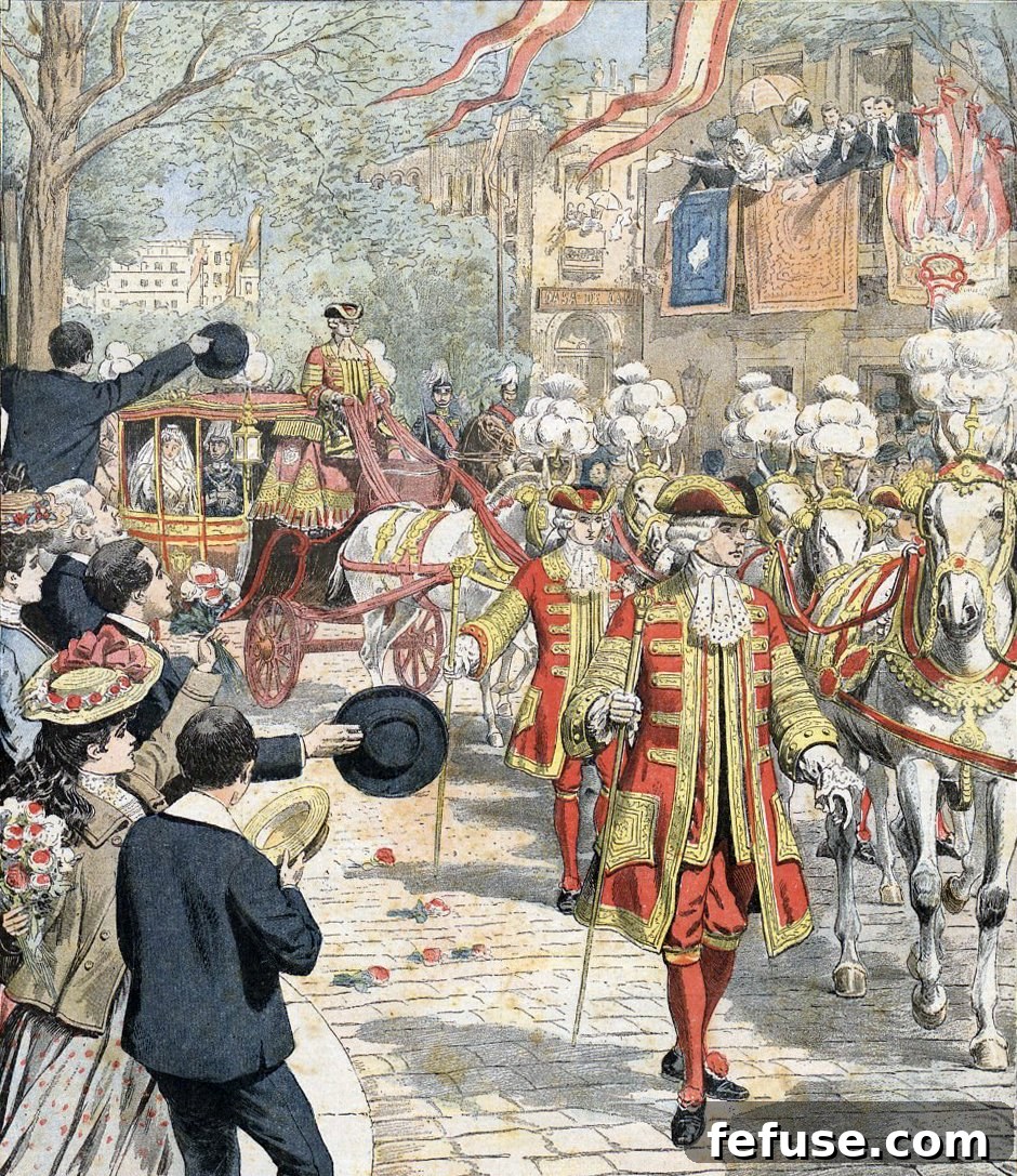 Illustration of Alfonso and Ena's wedding procession from Le Petit Journal, 1906 (Wikimedia Commons)