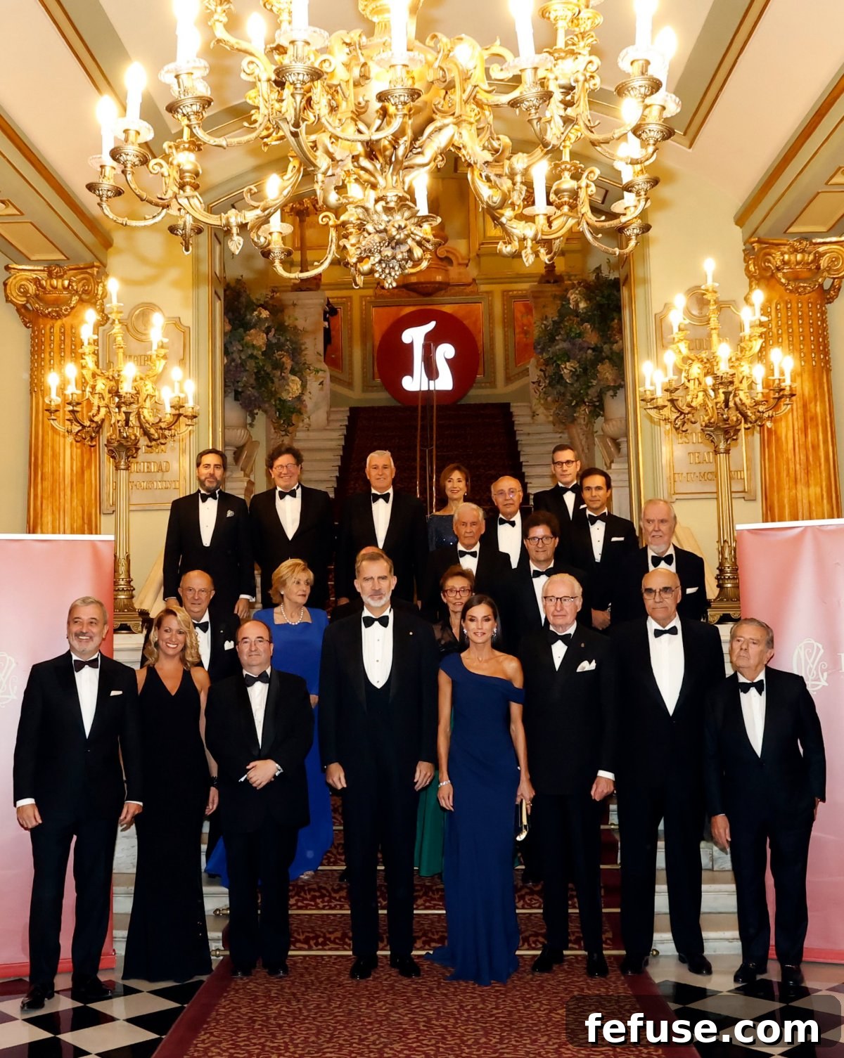 Queen Letizia Dazzles in Diamonds and Sapphires in Barcelona 4 King Felipe and Queen Letizia received by officials at the Gran Teatro del Liceo, November 4, 2022
