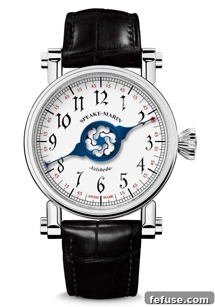 Speake-Marin Velsheda Gothic self-winding watch in titanium with an alligator strap