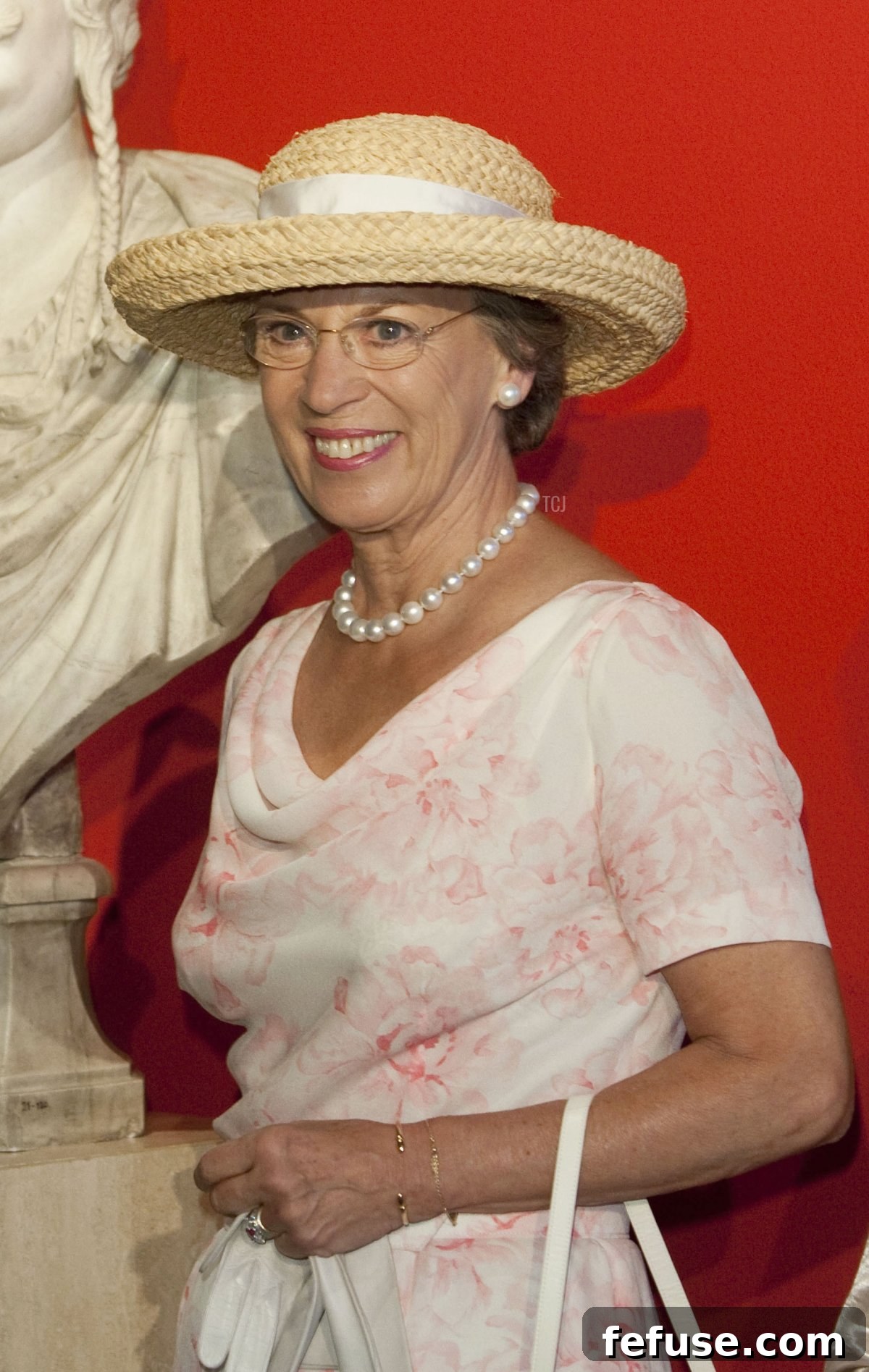 Princess Benedikte poses nearby a statue of Christian IV of Denmark while attending the opening of the Saxon and Danish art exhibition in the 'Fuerstengalerie' (princes gallery) of the Dresden Castle on August 23, 2009 in Dresden, Germany (Guido Ohlenbostel-Pool/Getty Images)