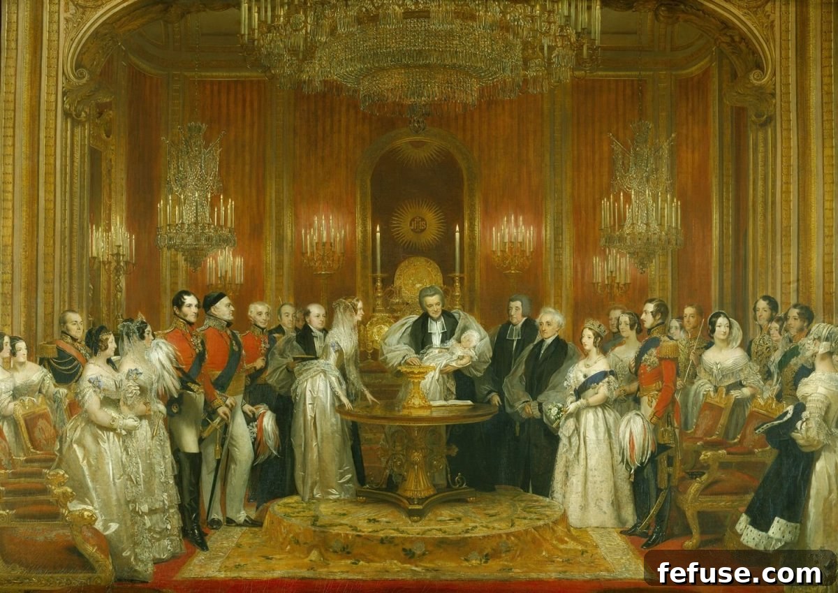 The Christening of Victoria, Princess Royal, 10 February 1841 by Charles Robert Leslie, 1841-42 (Royal Collection)
