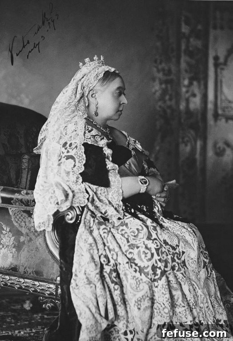 Queen Victoria pictured at the wedding of Prince George, Duke of York, July 1893 (Wikimedia Commons)