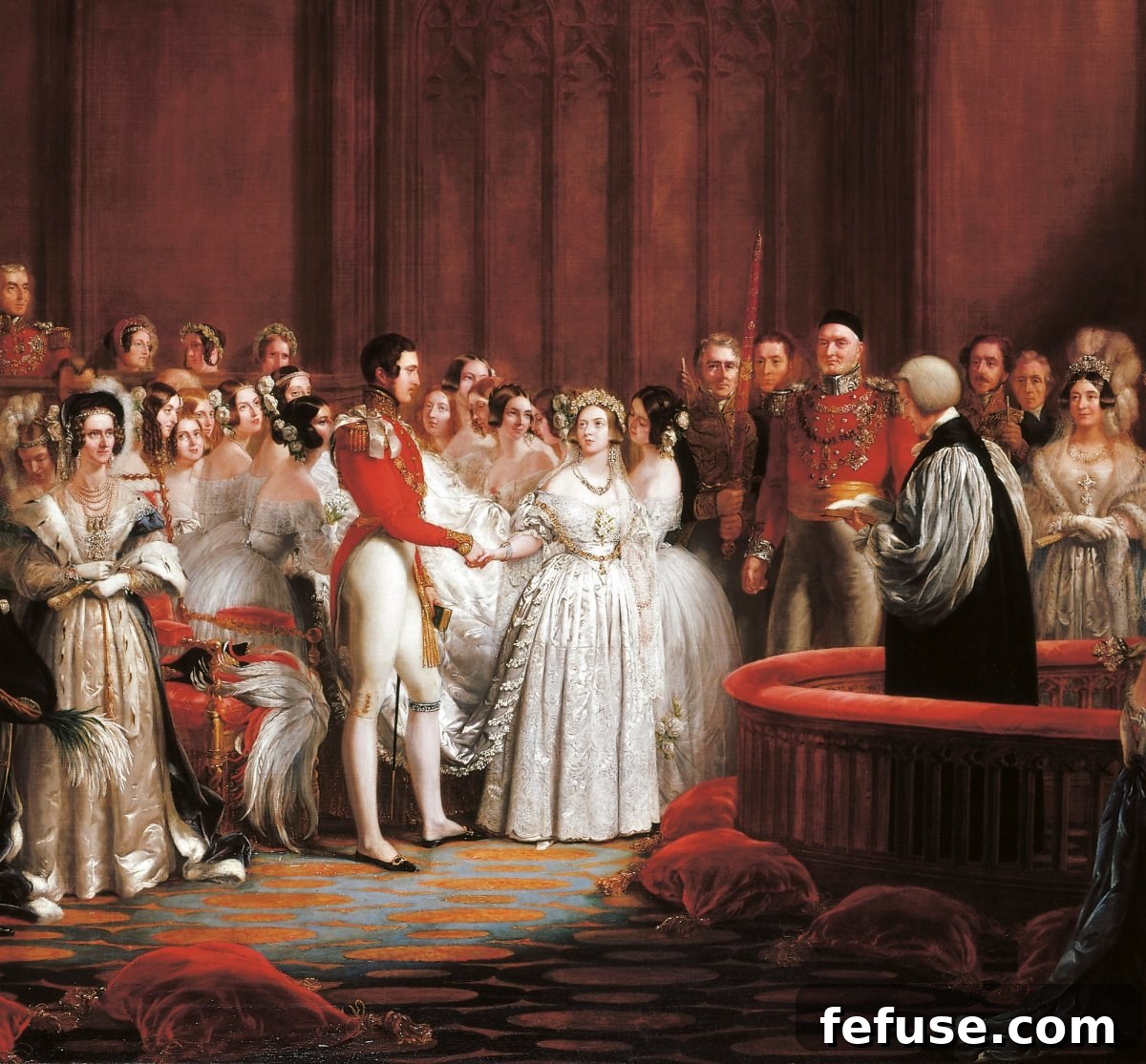 Detail of The Marriage of Queen Victoria, 10 February 1840 by Sir George Hayter (1792-1871), 1840-42 (Royal Collection)