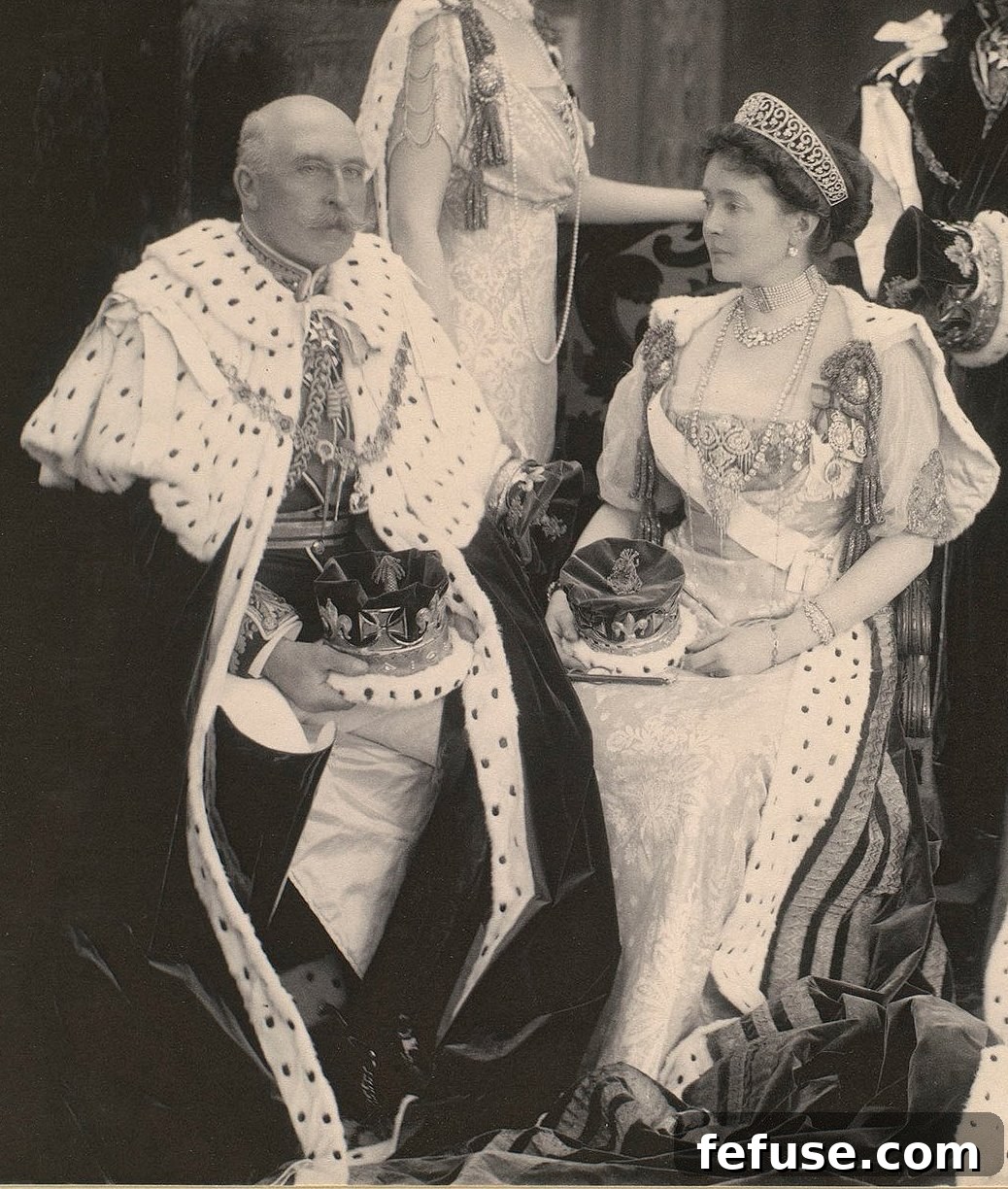 The Duke and Duchess of Connaught at the 1911 Coronation, photographed by W&D Downey (Royal Collection)