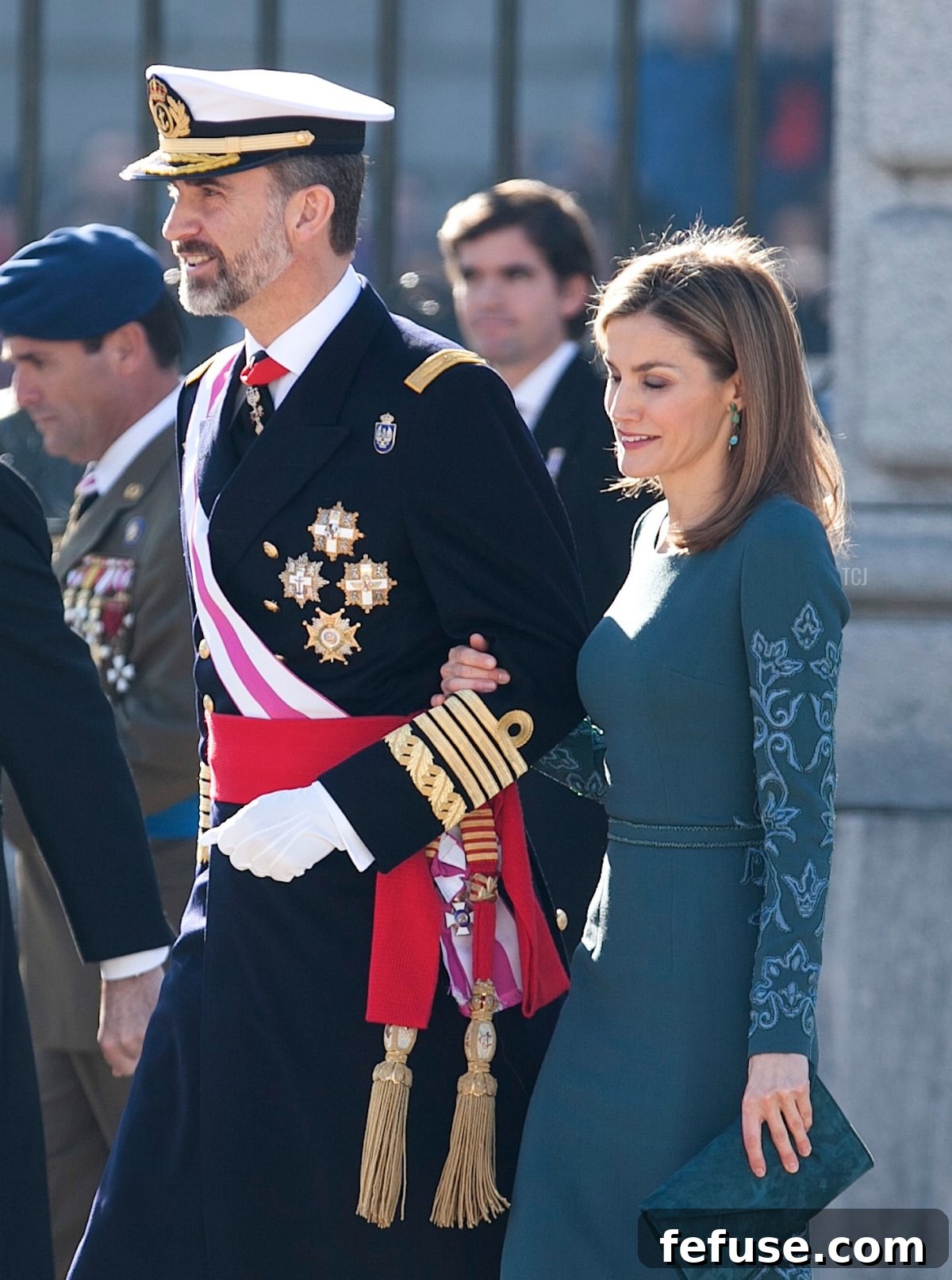 King Felipe VI and Queen Letizia of Spain attend the Pascua Militar ceremony at the Royal Palace on January 6, 2015 in Madrid, Spain (Victor Blanco-Pool/Getty Images)