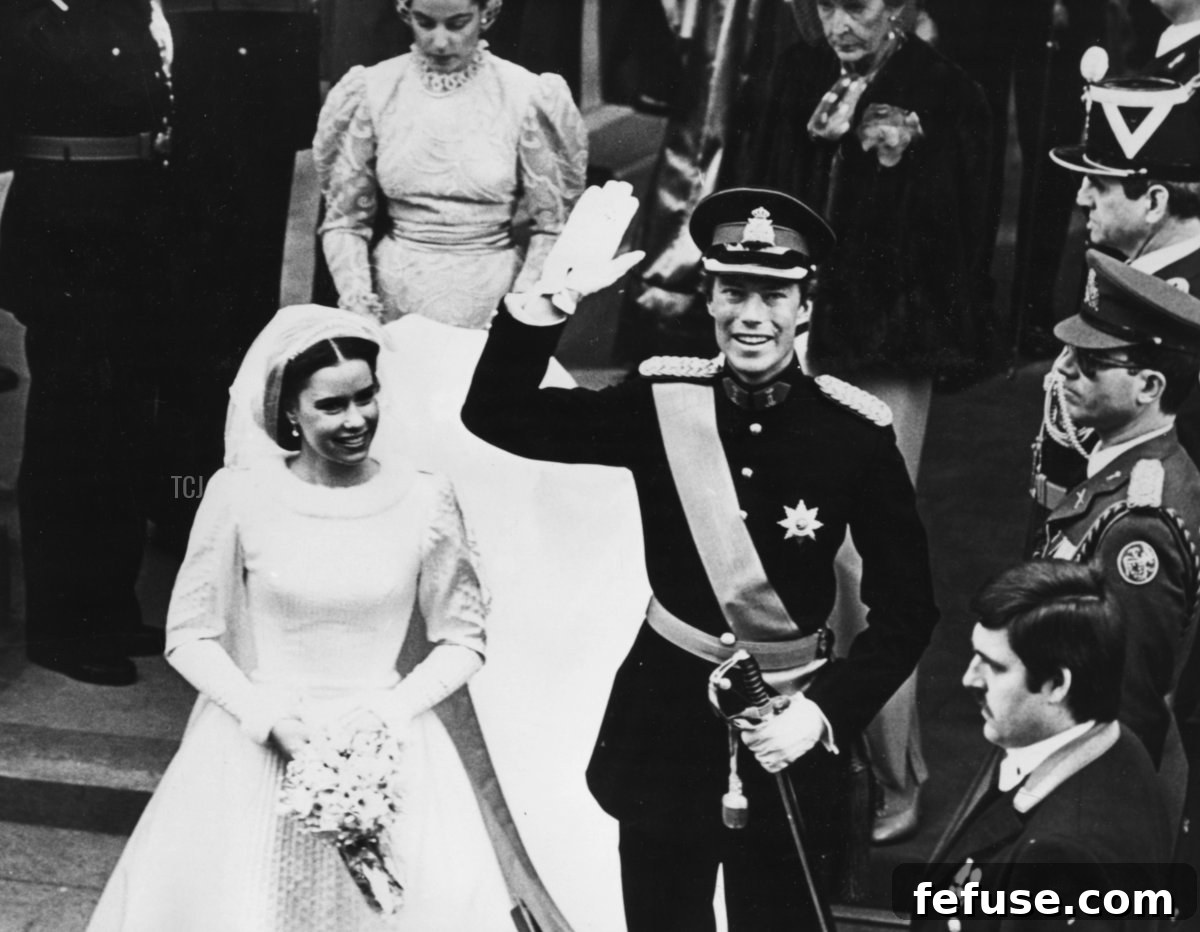 Hereditary Grand Duke Henri of Luxembourg and Maria Teresa Mestre y Batista on their wedding day in Luxembourg, February 14, 1981 (Keystone/Hulton Archive/Getty Images)