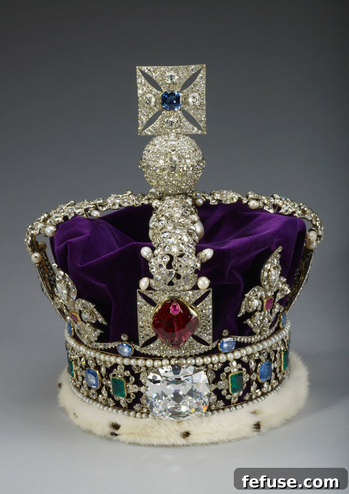 The Imperial State Crown, a dazzling and lighter crown, featuring the Cullinan II Diamond and Black Prince's Ruby, part of the British Crown Jewels. (Royal Collection Trust)