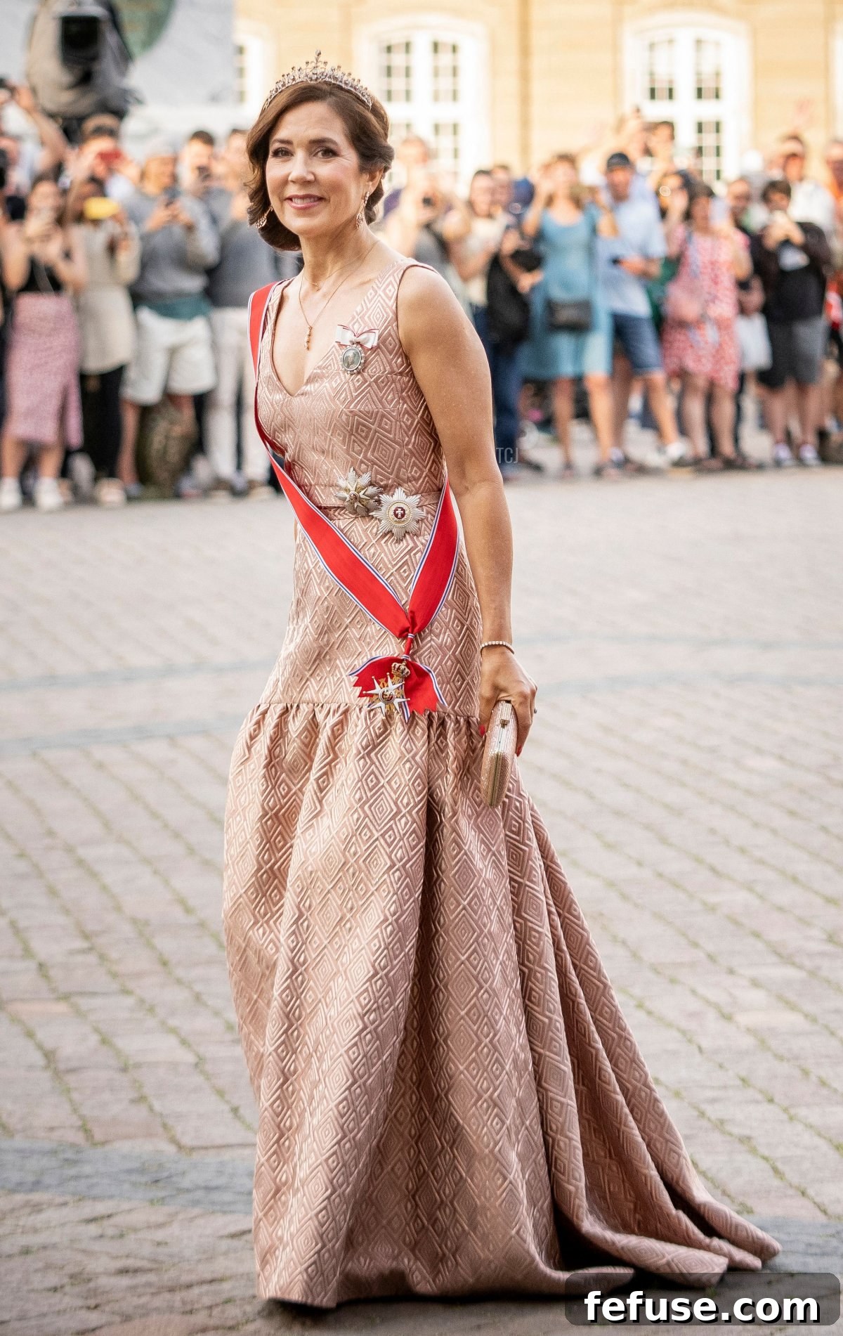 Crown Princess Mary of Denmark arrives ahead of a gala dinner at Amalienborg Palace in Copenhagen on June 15, 2023 (MADS CLAUS RASMUSSEN/Ritzau Scanpix/AFP via Getty Images)