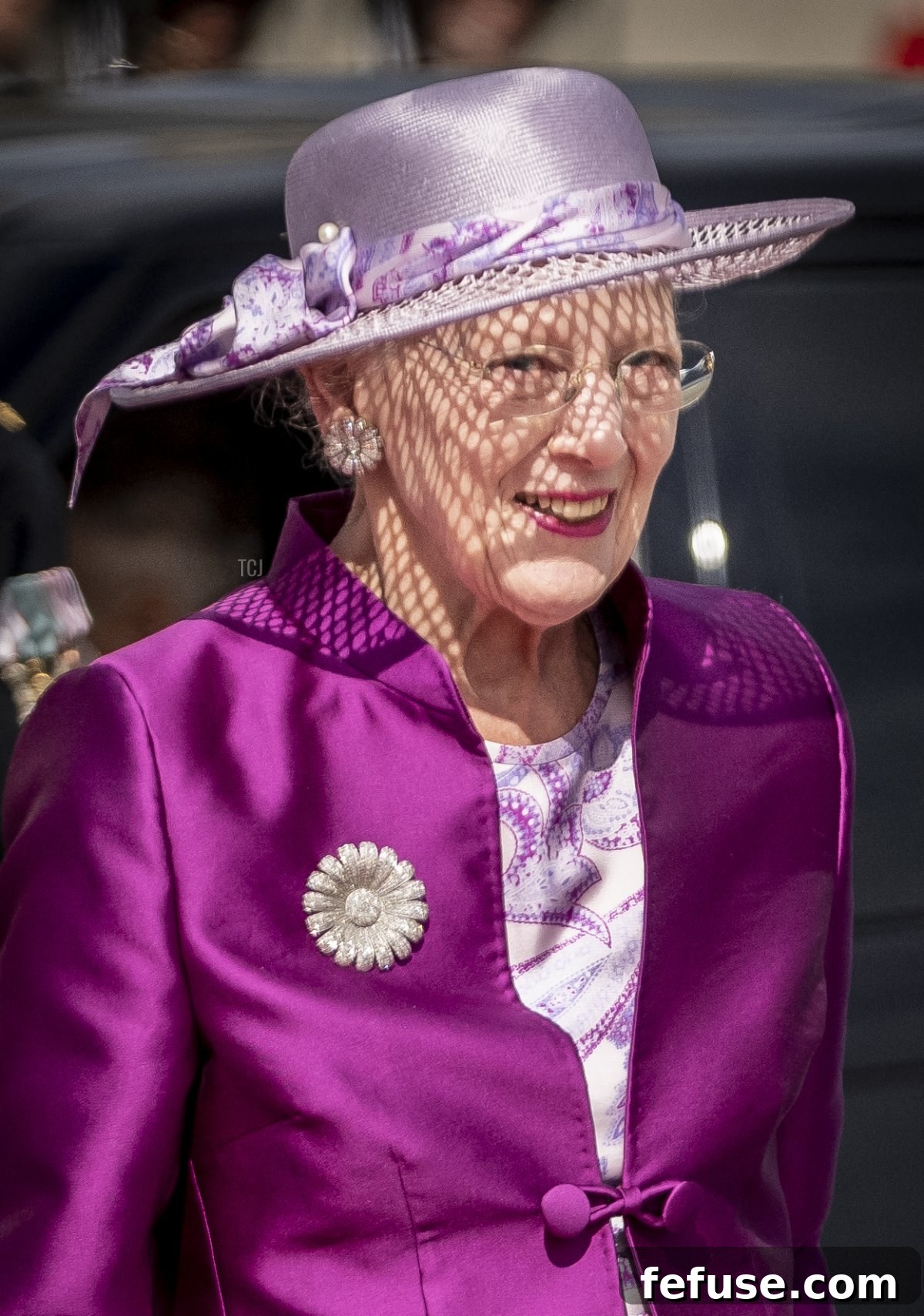 Queen Margrethe II of Denmark waits to receive the King and Queen of Norway at Toldboden in Copenhagen, Denmark, on June 15, 2023 (MADS CLAUS RASMUSSEN/Ritzau Scanpix/AFP via Getty Images)