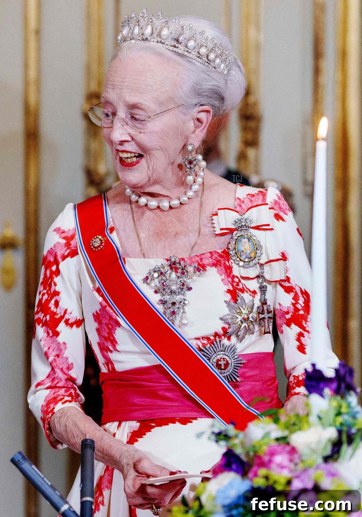 Queen Margrethe II of Denmark delivers a speech during a gala dinner in the Knight's Hall at Amalienborg Palace in Copenhagen on June 15, 2023 (LISELOTTE SABROE/Ritzau Scanpix/AFP via Getty Images)