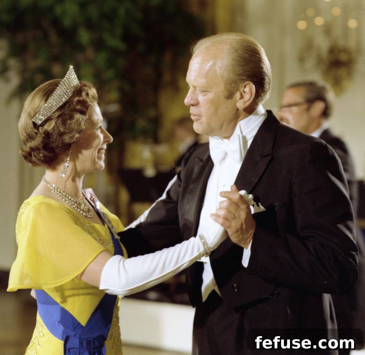 Queen Elizabeth II and President Ford dance after a state dinner at the White House in Washington, D.C., July 7, 1976