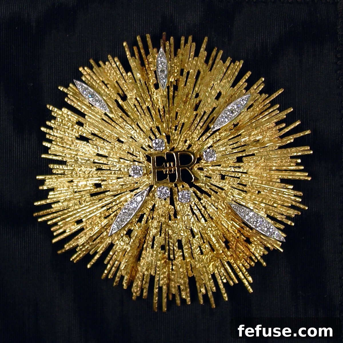 A custom gold and diamond brooch made by Andrew Grima and given to Betty Ford by Queen Elizabeth II and Prince Philip in 1976 is displayed at the Gerald R. Ford Presidential Library and Museum in Grand Rapids, Michigan