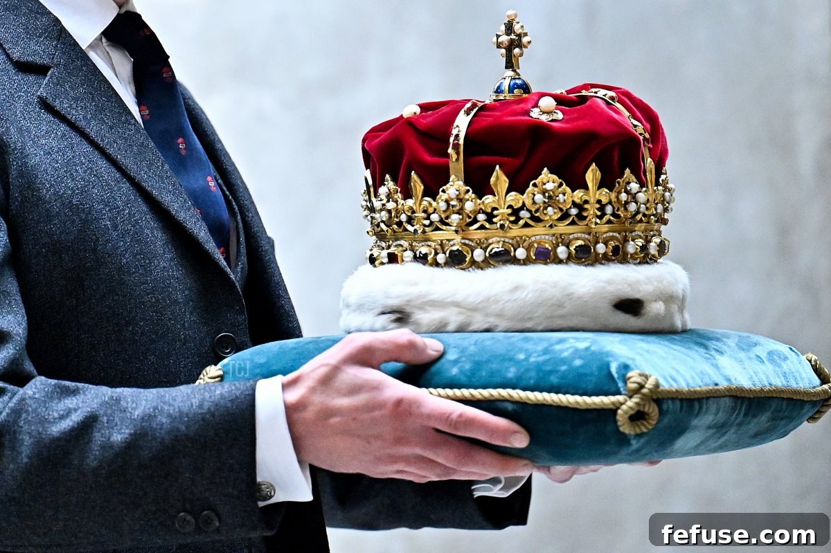 The Duke of Hamilton carries the Crown of Scotland during the opening of the sixth session of the Scottish Parliament on October 2, 2021 in Edinburgh, Scotland (Jeff J Mitchell-Pool/Getty Images)