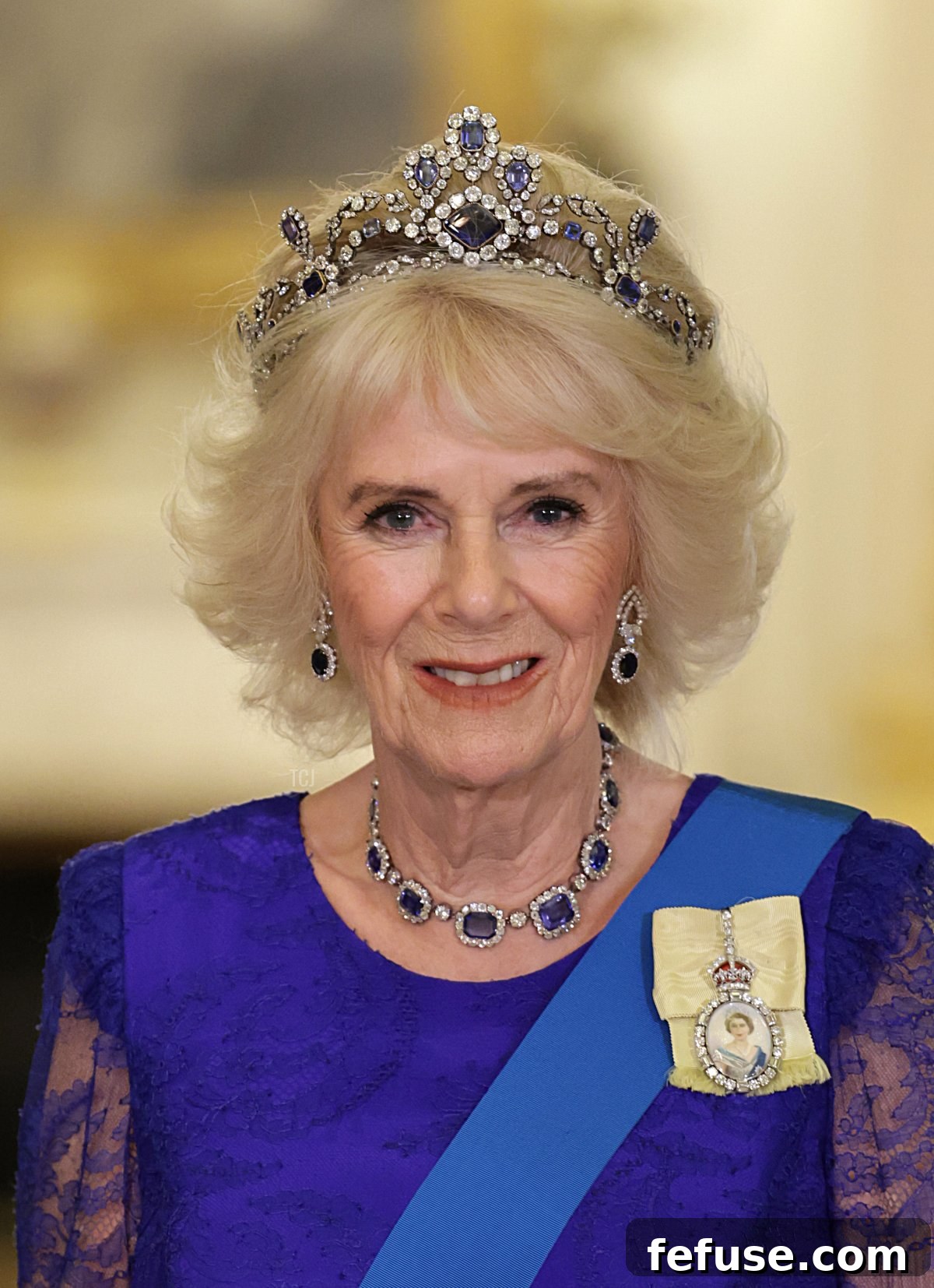 The Enduring Radiance of King George VI's Royal Sapphires 20 Queen Camilla is pictured during the state banquet at Buckingham Palace on November 22, 2022 in London, England (Chris Jackson/Getty Images)