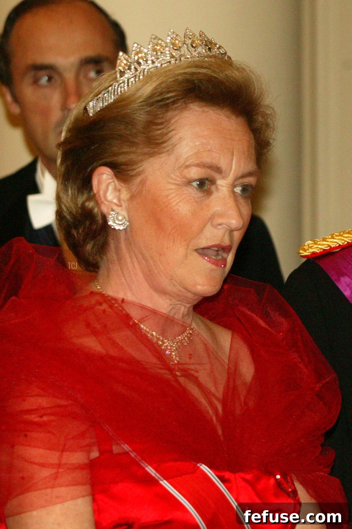 The Sentimental Sparkle of Queen Paola's Norwegian Tiara 6 Queen Paola attends a state banquet in Brussels in honor of King Harald V and Queen Sonja of Norway on May 20, 2003 (Mark Renders/Getty Images)