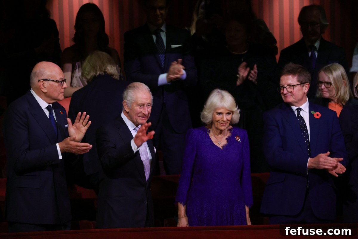 Regal Pink Topaz and Sapphire Pendant for Queen Camilla 2 King Charles III and Queen Camilla attend the Royal Ballet's performance of Carlos Acosta's Don Quixote at the Royal Opera House in Covent Garden, November 7, 2023, showcasing their dedication to arts and public service.