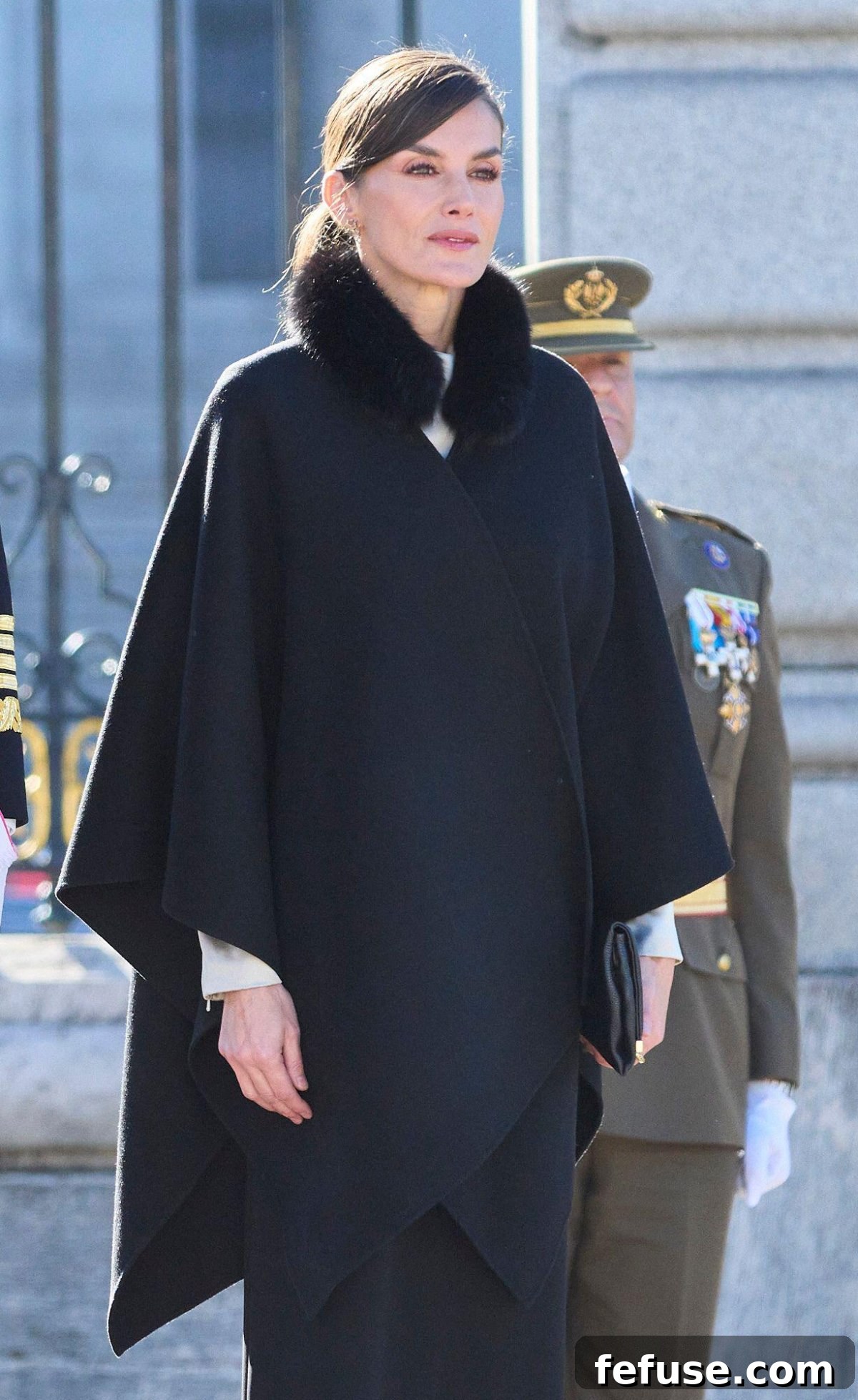Queen Letizia of Spain attending the Pascua Militar parade at the Royal Palace in Madrid, January 6, 2024