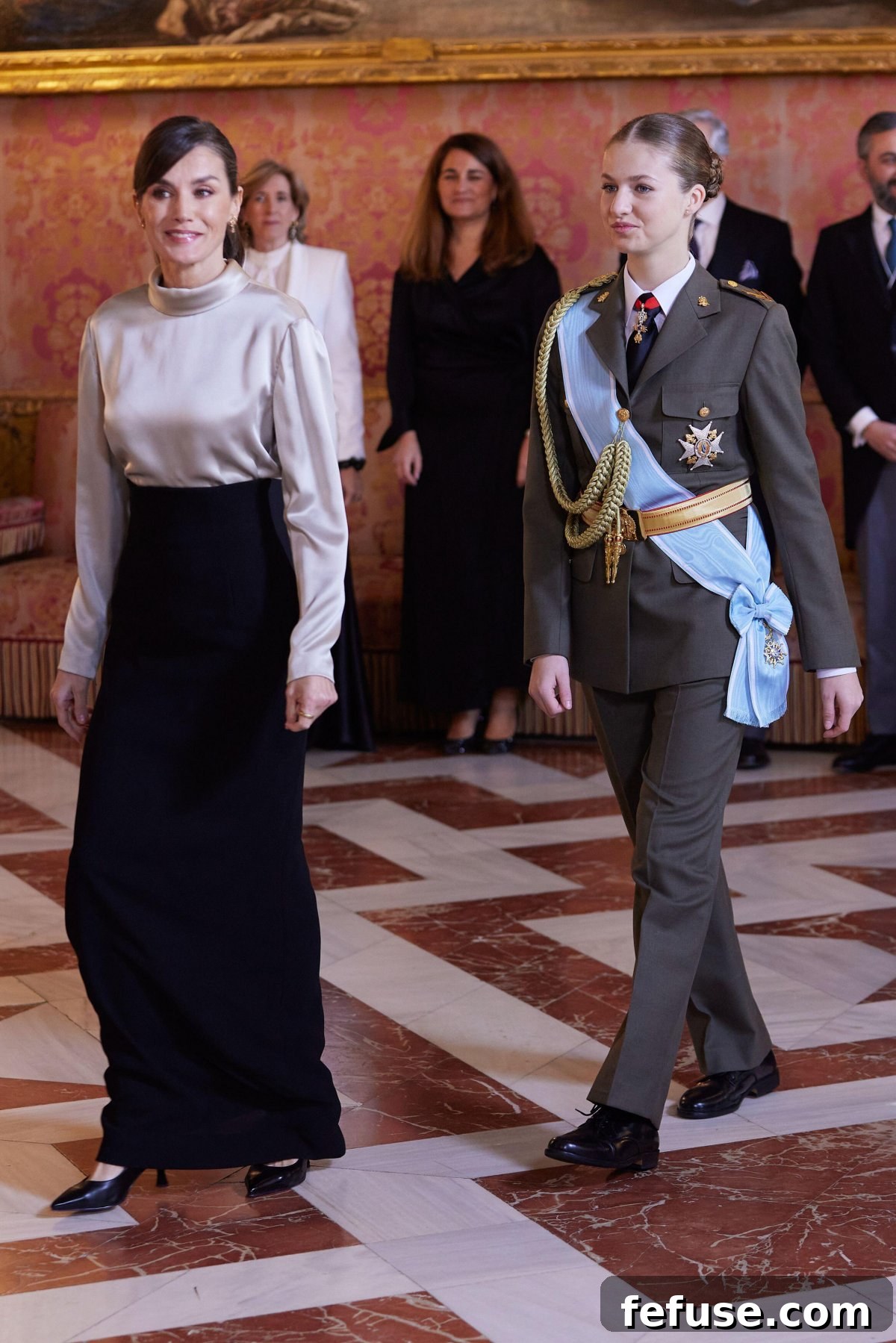Queen Letizia of Spain and Princess Leonor attend the Pascua Militar reception at the Royal Palace in Madrid, January 6, 2024