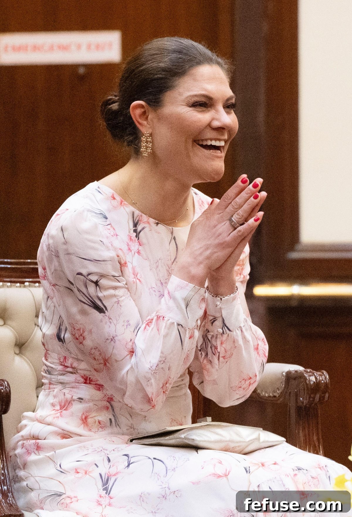 The Crown Princess of Sweden attends an official welcome dinner at the Pan Pacific Sonargoan Hotel in Dhaka, Bangladesh on March 18, 2024 (Henrik Montgomery/TT News Agency/Alamy)