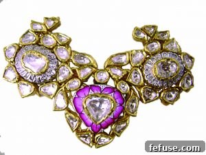 Antique Gold Kundan Meena Jadau Earrings with Pearls