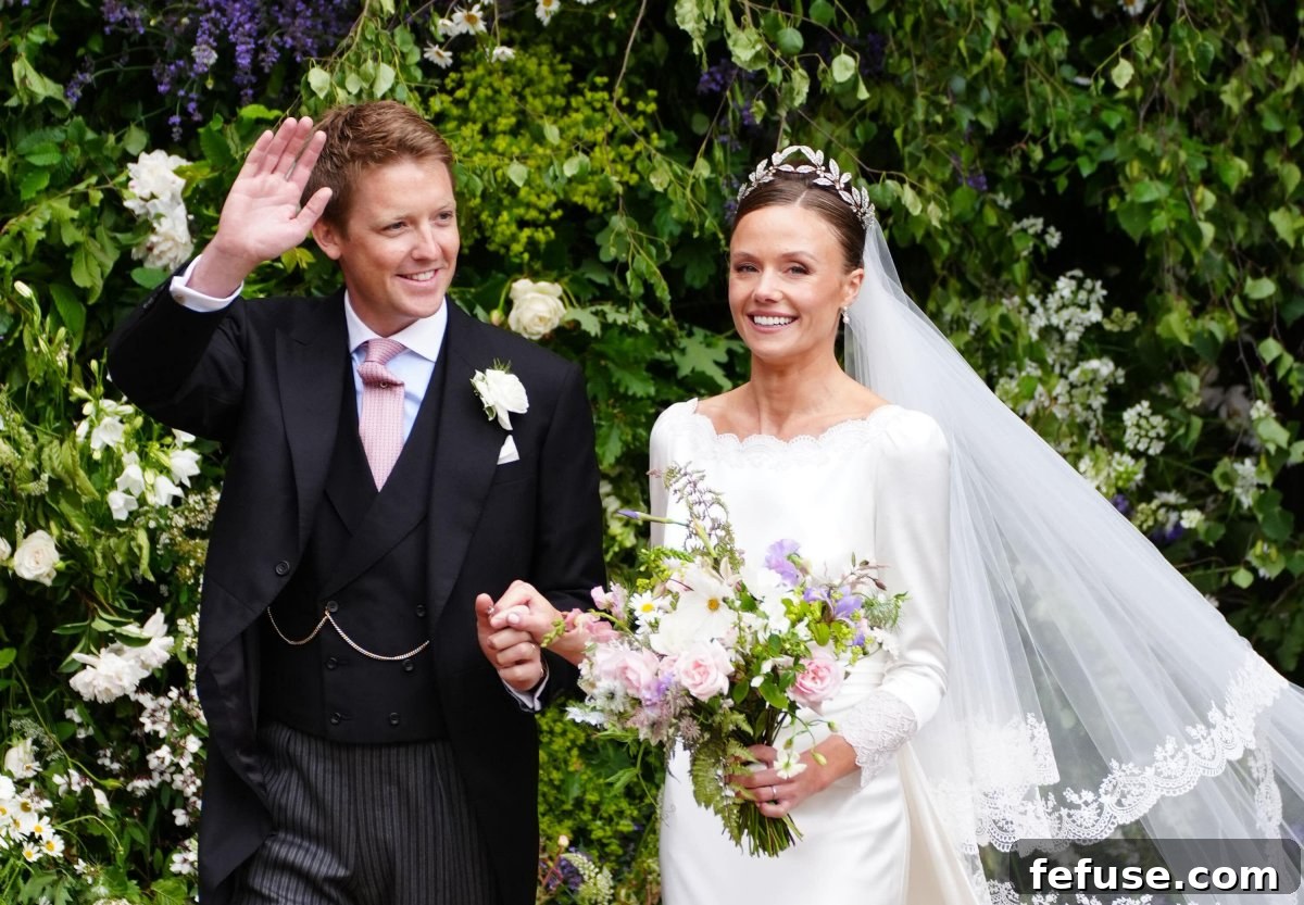 The Duke and Duchess of Westminster are pictured after their wedding ceremony at Chester Cathedral on June 7, 2024 (Peter Byrne/PA Images/Alamy)