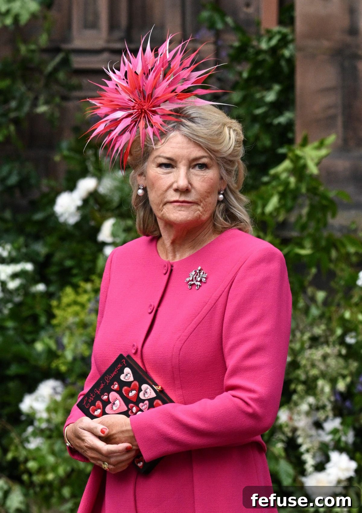 Natalia, Duchess of Westminster arrives at Chester Cathedral for the wedding of her son, the Duke of Westminster, and Olivia Henson on June 7, 2024 (Doug Peters/EMPICS/Alamy)