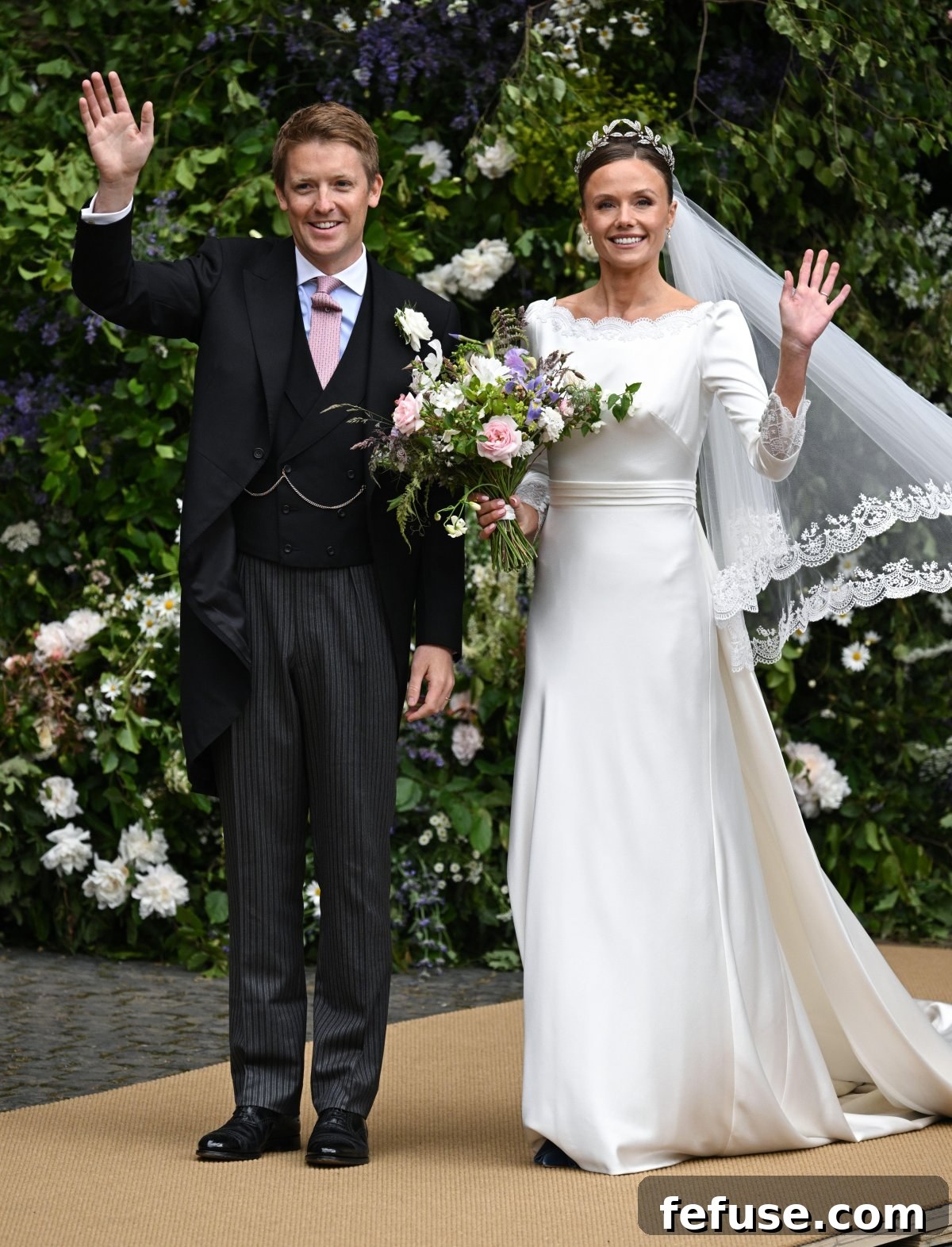 The Duke and Duchess of Westminster are pictured after their wedding ceremony at Chester Cathedral on June 7, 2024 (Doug Peters/EMPICS/Alamy)