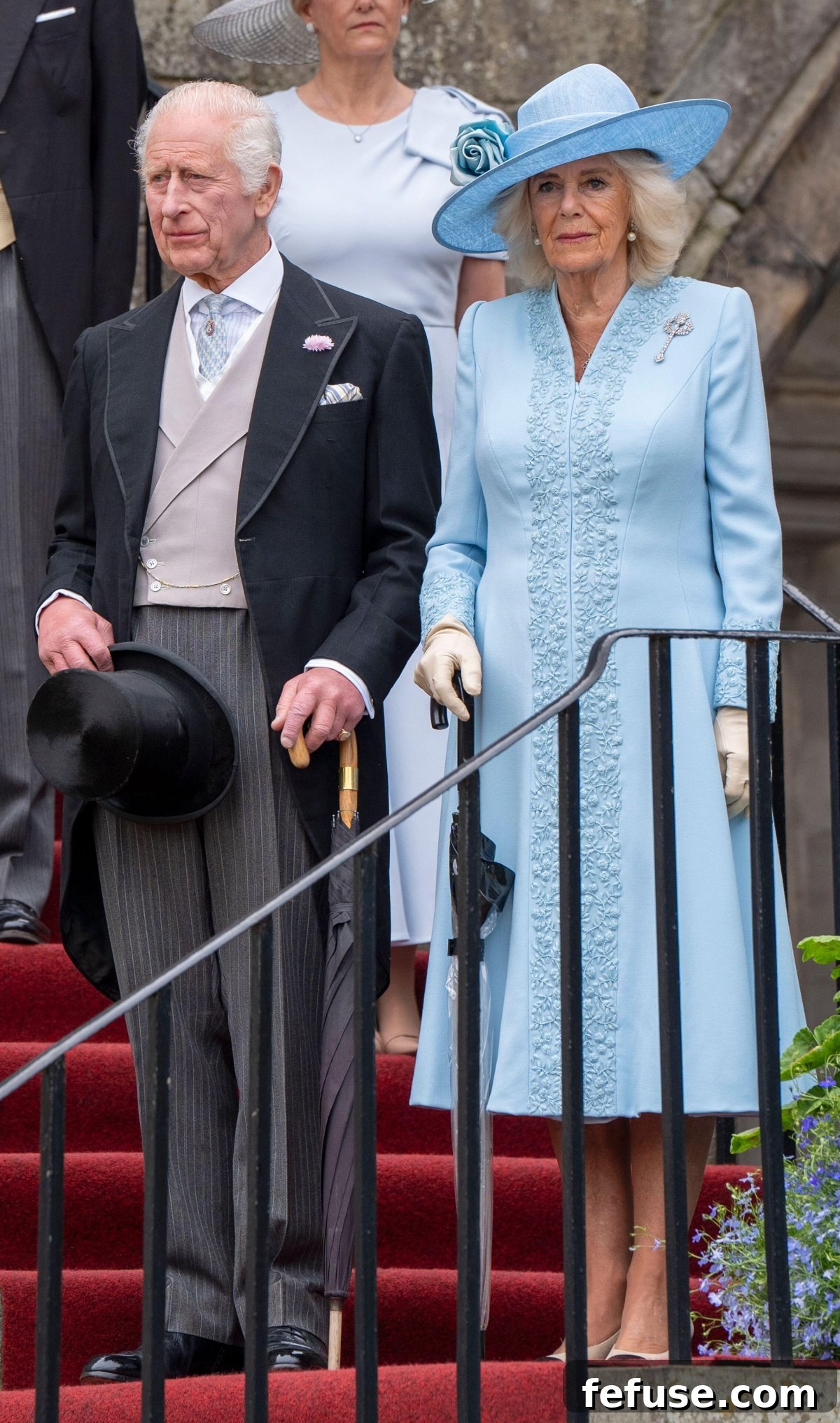 King Charles III and Queen Camilla are pictured during the Sovereign's Garden Party held at the Palace of Holyroodhouse in Edinburgh on July 2, 2024 (Jane Barlow/PA Images/Alamy)