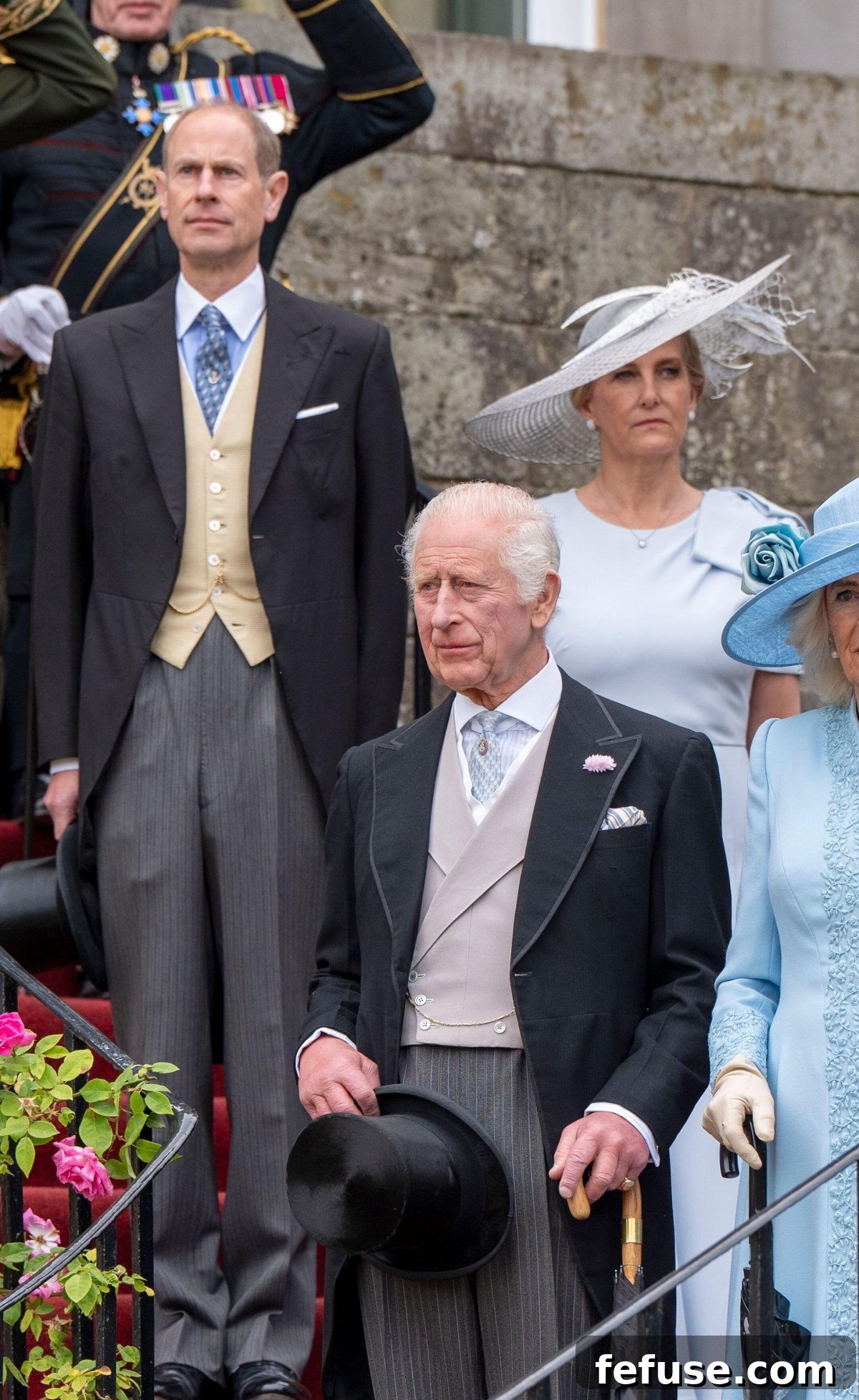 The Duke and Duchess of Edinburgh join King Charles III and Queen Camilla at the Sovereign's Garden Party held at the Palace of Holyroodhouse in Edinburgh on July 2, 2024 (Jane Barlow/PA Images/Alamy)