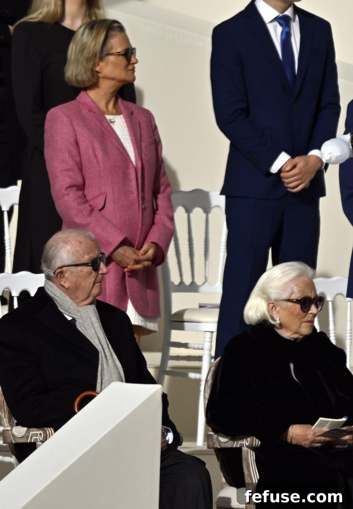 Members of the Belgian royal family attend a mass presided over by Pope Francis at the King Baudouin Stadium in Brussels on September 29, 2024 (ERIC LALMAND/Belga News Agency/Alamy)