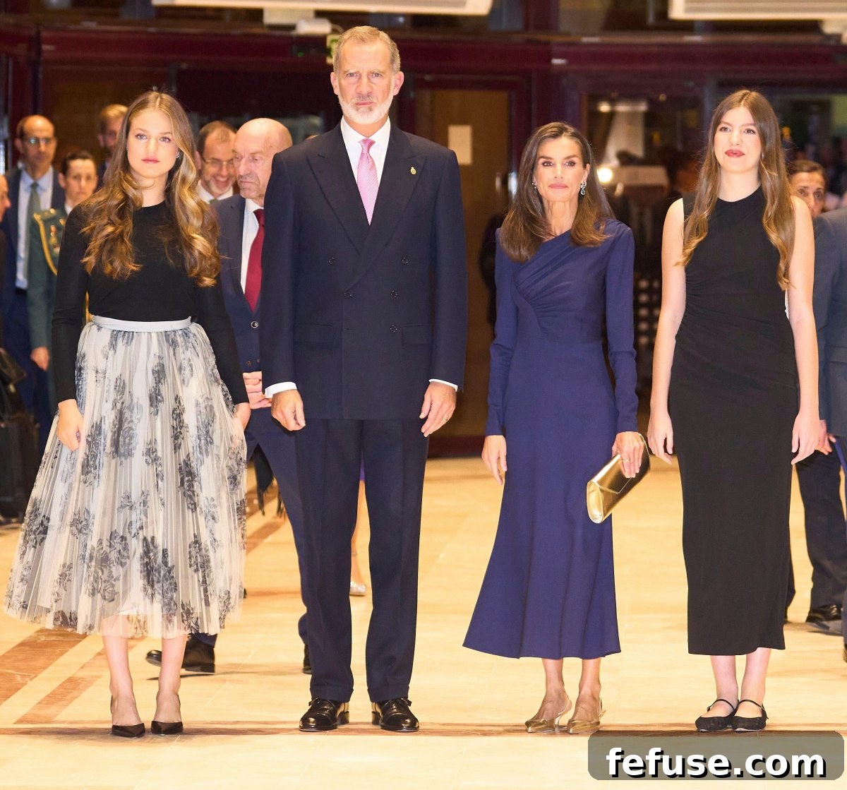 The King and Queen of Spain, with the Princess of Asturias and Infanta Sofia, attend a concert at the Principe Felipe Auditorium in Oviedo on October 24, 2024 (Album/Alamy)