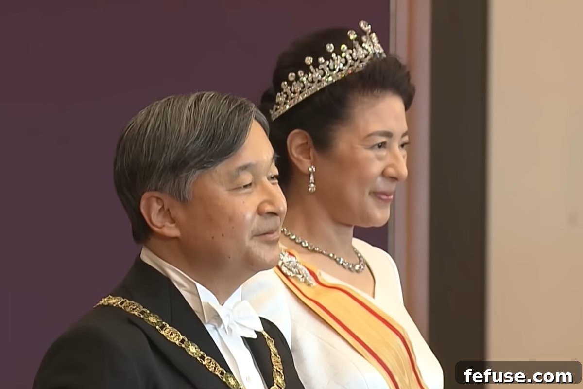 Emperor Naruhito and Empress Masako of Japan receive New Year greetings at the Imperial Palace in Tokyo on January 1, 2024 (screencapture)
