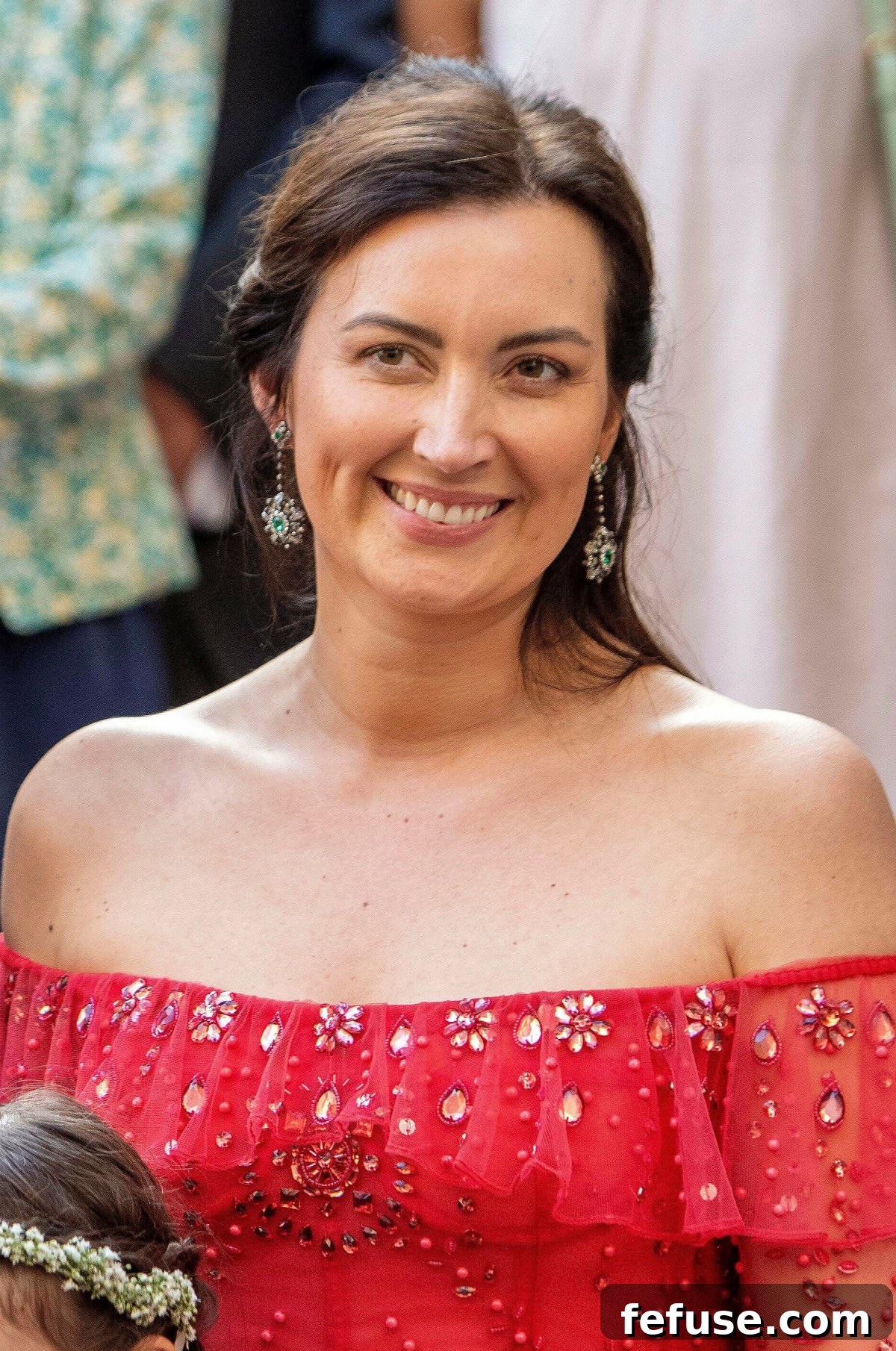 Princess Claire of Luxembourg attends the wedding of Princess Alexandra and Nicolas Bagory in Bormes Les Mimosas on April 29, 2023 (Albert Nieboer/DPA Picture Alliance/Alamy)