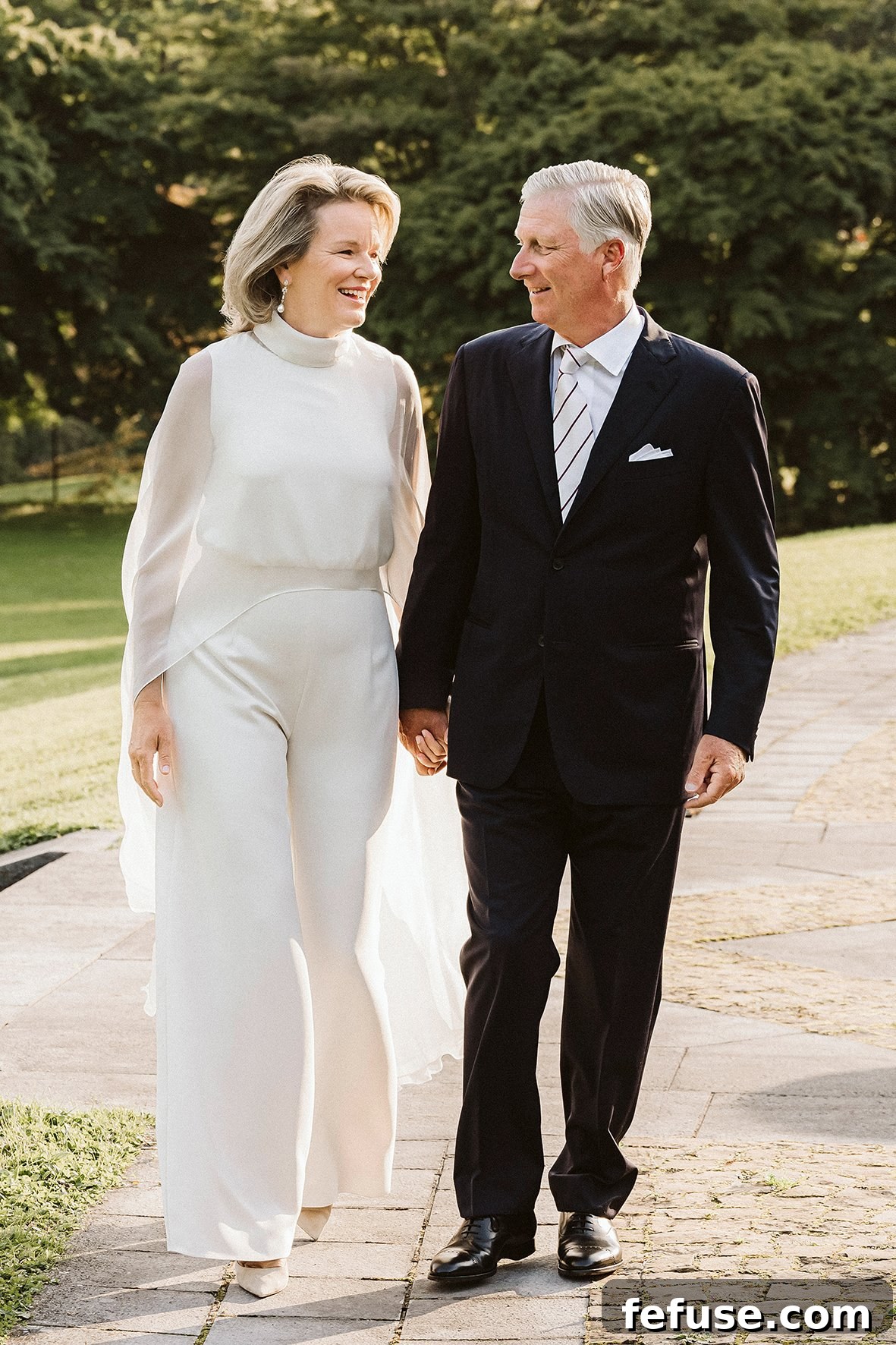 The King and Queen of the Belgians pose for portraits at the Palace of Laeken, released to celebrate their silver wedding anniversary in December 2024 (Belgian Royal Palace)