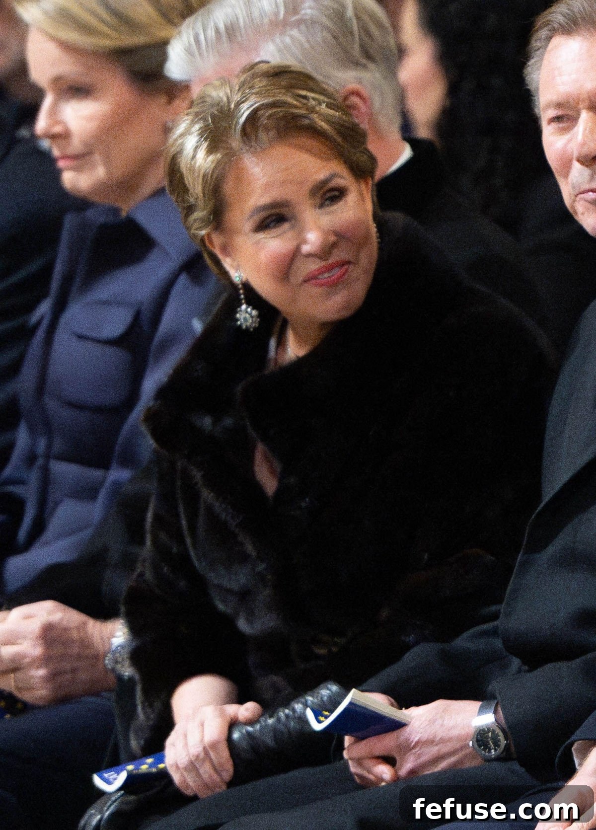 The Grand Duchess of Luxembourg attends the reopening ceremony of the restored Cathedral of Notre Dame in Paris on December 7, 2024 (Eric Tschaen/Abaca Press/Alamy)