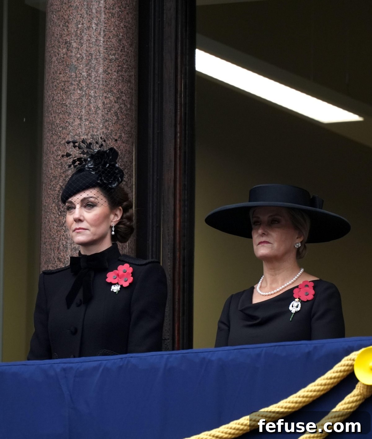 The Princess of Wales and the Duchess of Edinburgh are pictured during the ceremony at the Cenotaph on Remembrance Sunday in London on November 10, 2024 (Jordan Pettitt/PA Images/Alamy)